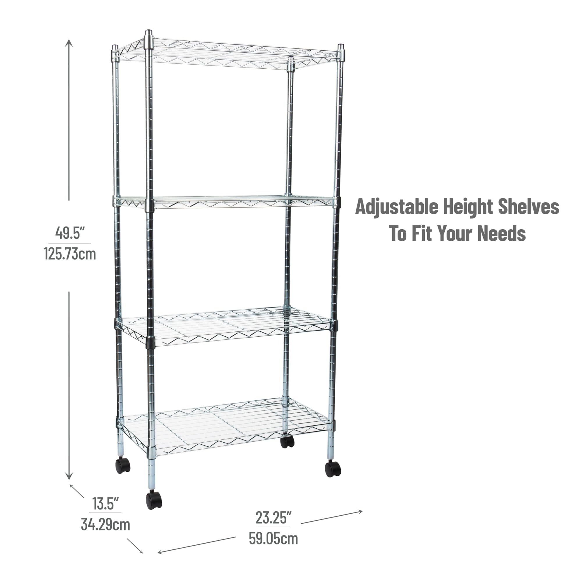 Mind Reader 5-Tier Metal Storage Shelves with Wheels - 23.25