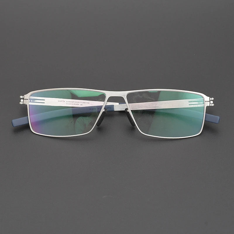 Black Unisex Full Rim Rectangle Screwless Steel Eyeglasses Frame 4795 - Stylish & Durable Eyewear for Work, Reading, and Everyday Use