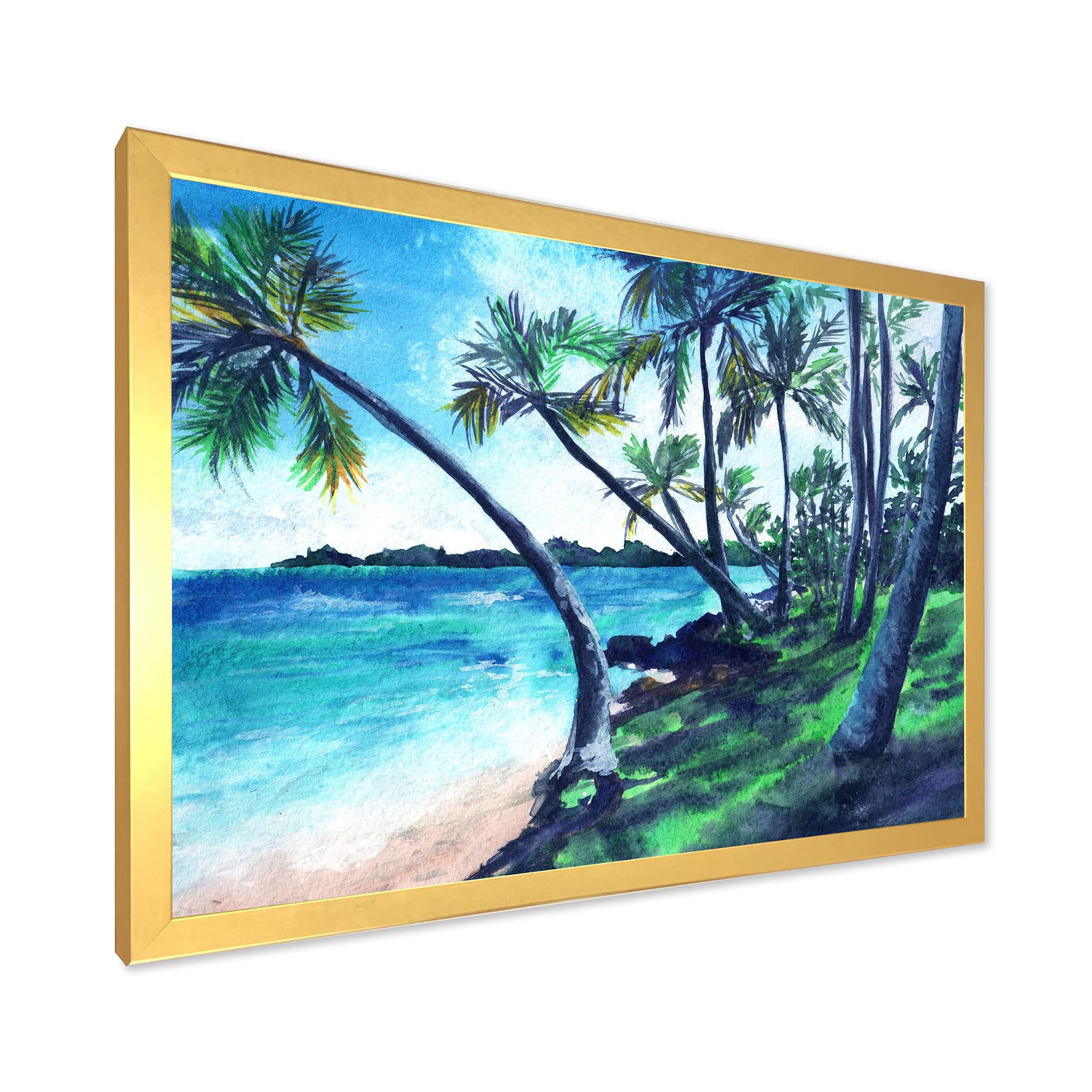 DesignQ Tropical Beach Summer Paradise Nautical Coastal Framed Wall Art - Perfect for Living Room, Bedroom & Beach House Decor