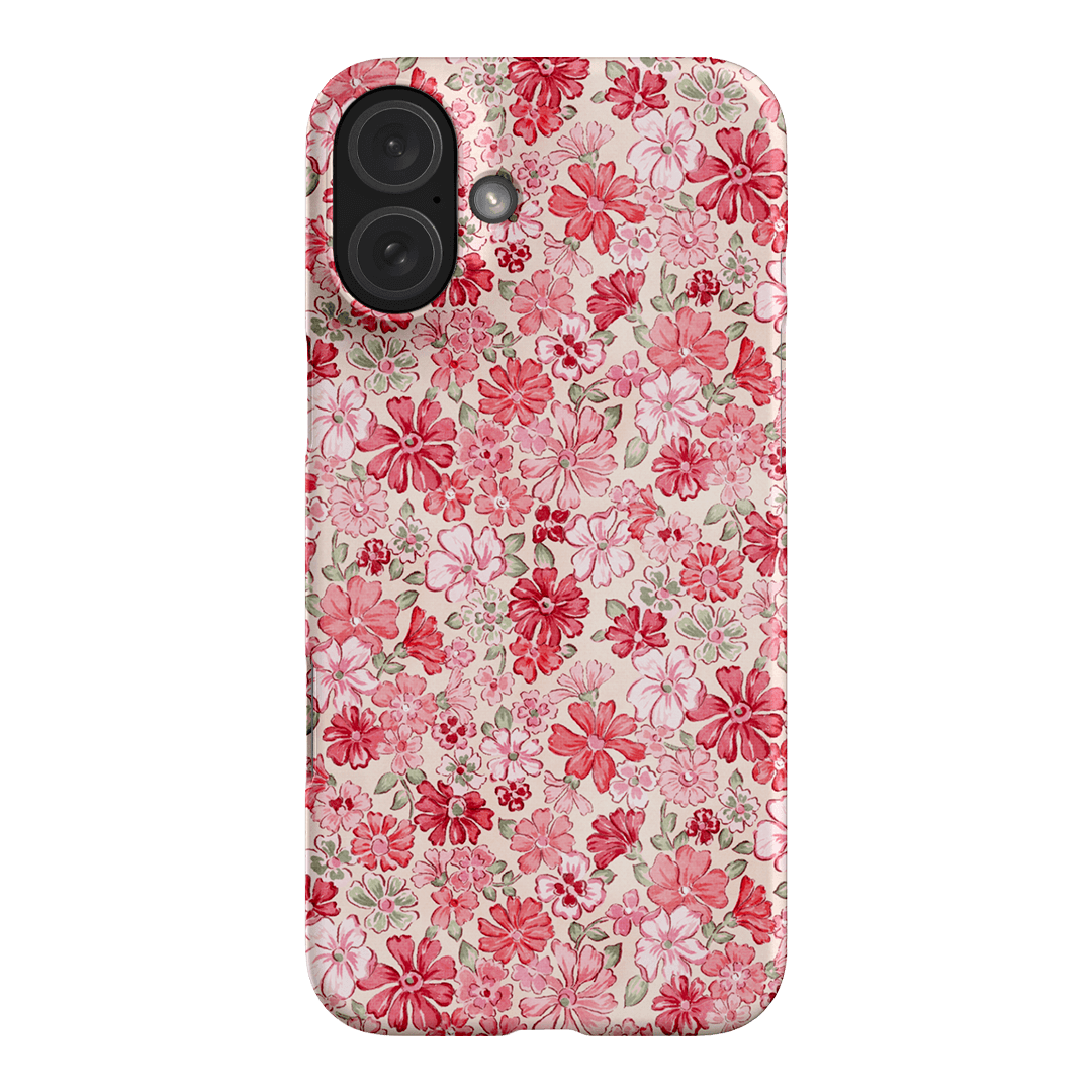 Strawberry Kiss Pink Floral Phone Case for iPhone 14/13/12/11 Pro Max - Cute Aesthetic Flower Design Protective Cover - Perfect for Women Girls Daily Use & Gift Giving