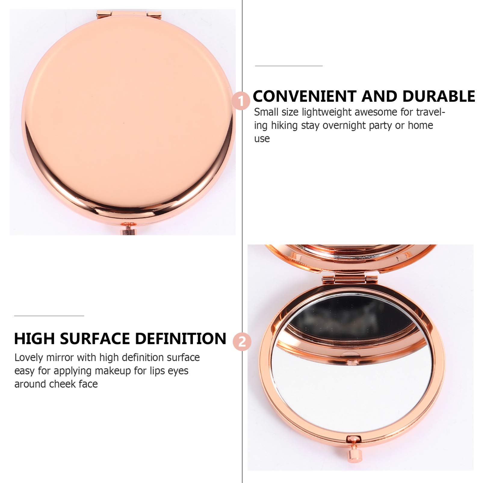 1pc Double Sided Folding Mirror - Pocket-Size Handheld Cosmetic Mirror with Metal Frame | Compact & Travel-Friendly | Perfect for Makeup, Travel, and On-the-Go Touch Ups