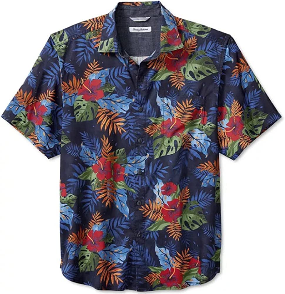 Tommy Bahama Royal Botanic Camp Shirt for Men - Tropical Floral Print Short Sleeve Button Down Shirt - Perfect for Beach Vacation, Summer Outings & Casual Wear