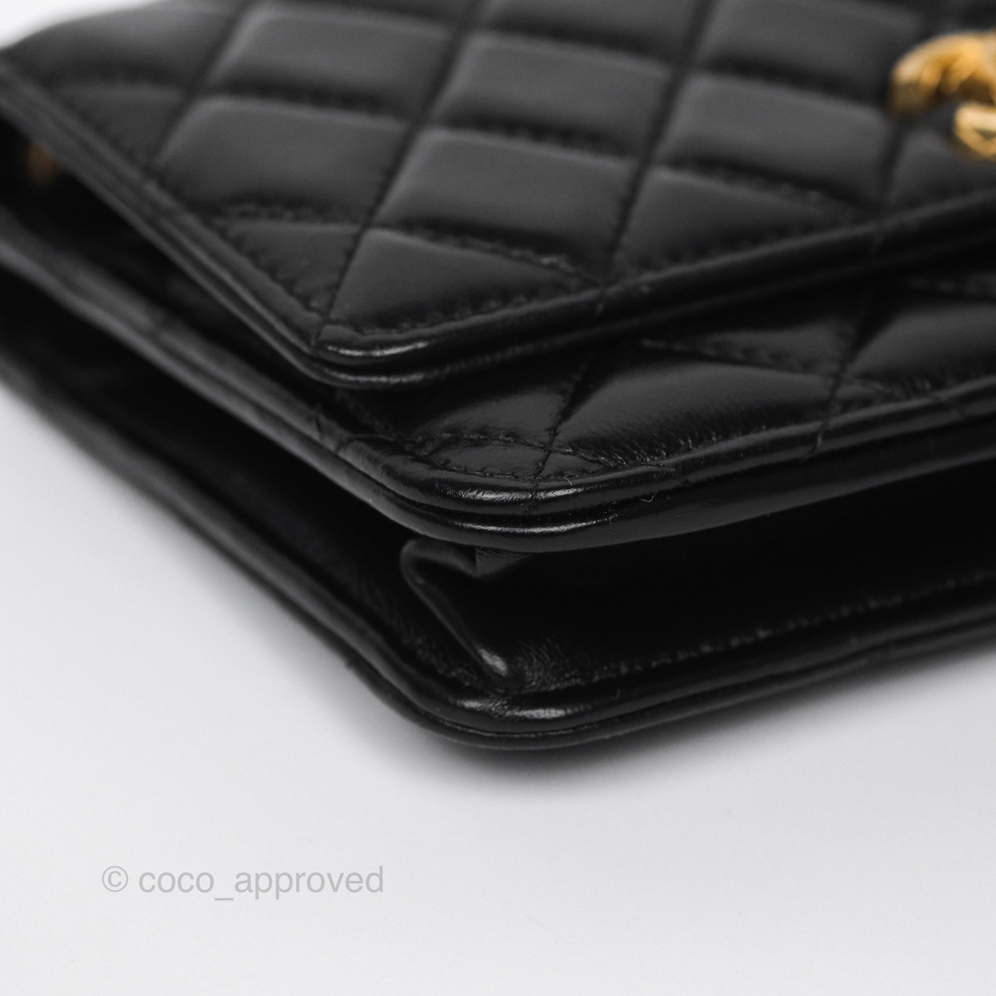 Chanel All Slide Wallet on Chain WOC with Adjustable Chain - Quilted Black Lambskin Leather Crossbody Bag for Women | Perfect for Evening Events, Parties & Daily Use