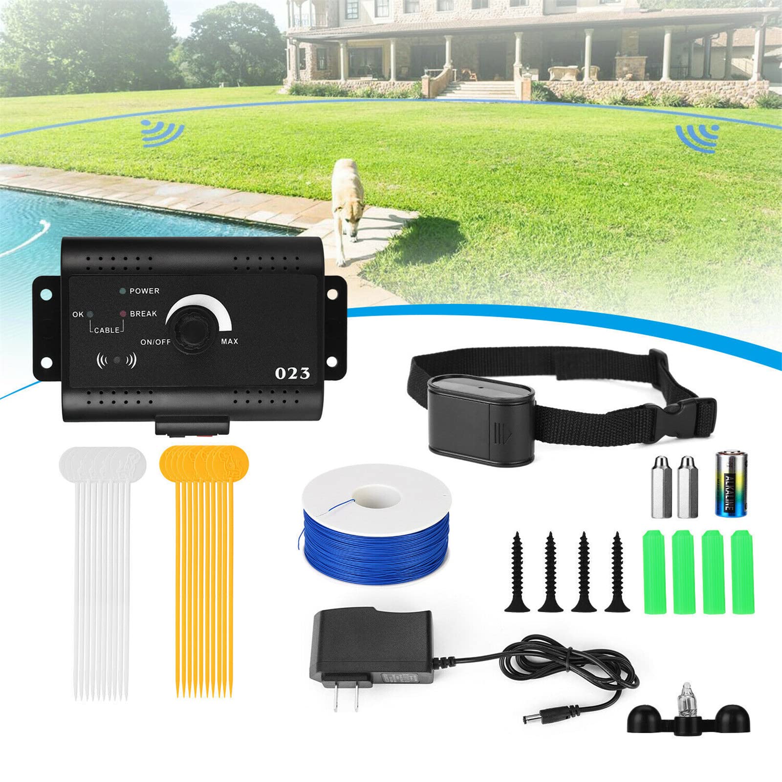 Electric Dog Fence System - Waterproof Remote Trainer with Shock & Tone Correction | In-Ground & Aboveground Containment for Up to 1.2 Acres | Safe & Effective Training Collar for All Dogs | Perfect for Backyard Security & Pet Safety
