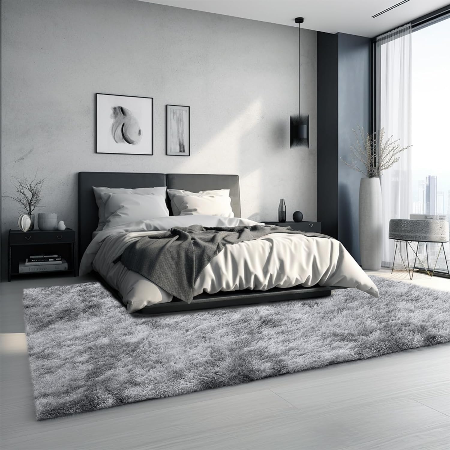 9x12 Sour Lemon Shag Area Rug - Ultra Soft Plush Furry Living Room Carpet | Machine Washable Non-Slip Large Rug for Bedroom, Kids Room & Home Decor | Perfect for Cozy Spaces, Dorm Rooms & Nursery Flooring