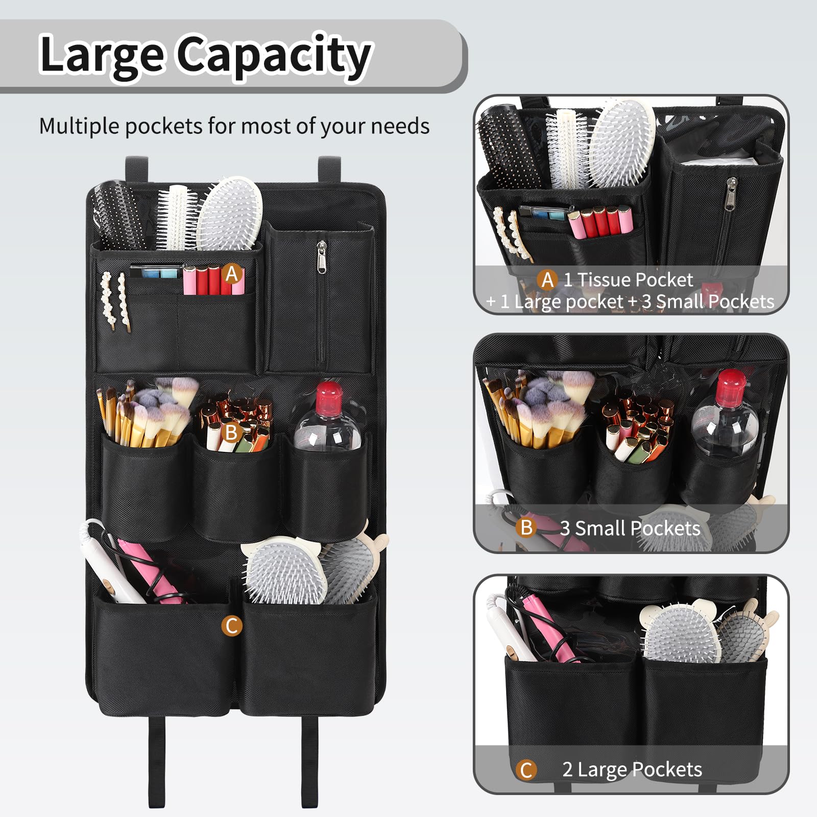 Professional Makeup Chair Side Organizer Bag with Multiple Pockets - Large Capacity Storage Bag for Makeup Artists, Directors Chair Accessory | Perfect for Salon, Film Set & Home Beauty Stations