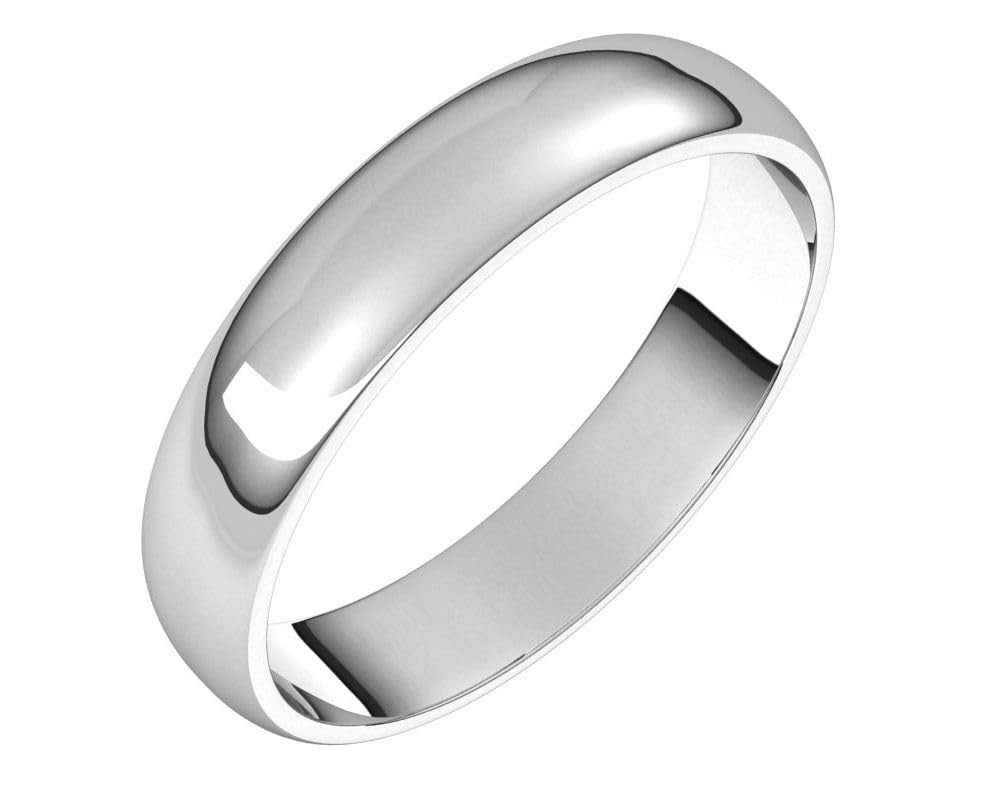 10K White Gold 4mm Half Round Wedding Band - Perfect for Bridal & Anniversary Gifts