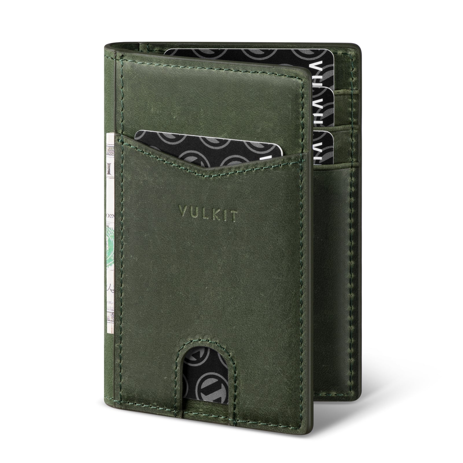 Genuine Crazy Horse Leather Bi-Fold Wallet for Men - 2 Card Slots & Banknote Pocket - Durable & Stylish Wallet for Everyday Use, Travel, and Business