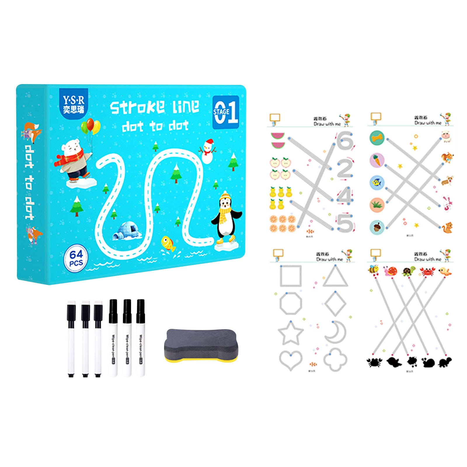 3# AB Pen Control Training Set for Kindergarten Kids - Erasable Writing Practice Pens (5ml) - Improve Concentration & Fine Motor Skills for Preschool Learning & Classroom Activities