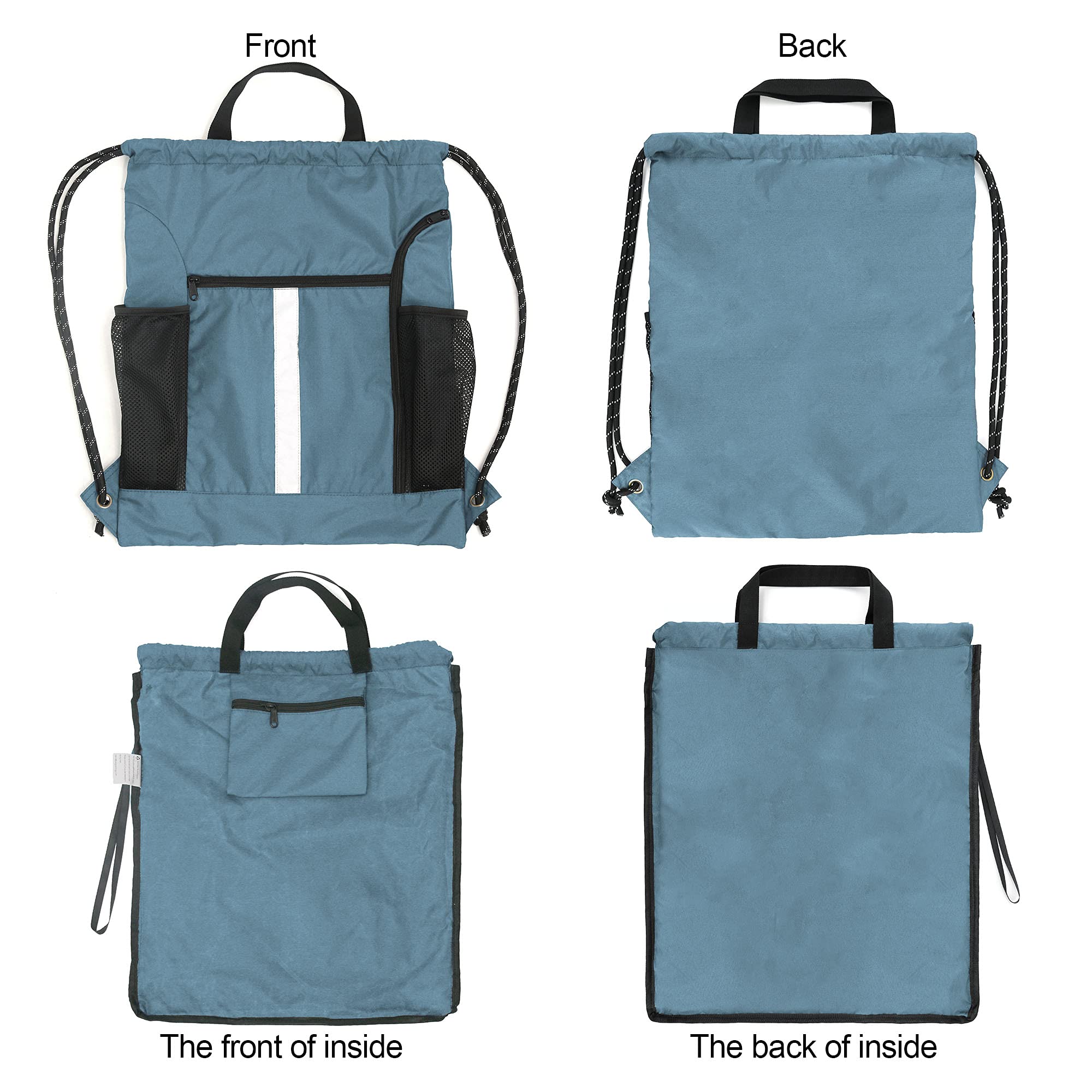 BeeGreen Drawstring Backpack - Lightweight Sports Gym Bag with Shoe Compartment & Dual Water Bottle Pockets | Perfect for Workout, Travel & School | Durable & Water-Resistant for Active Lifestyles