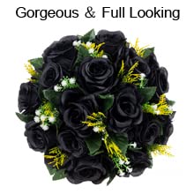 Artificial Rose Flower Balls for Wedding Centerpieces - 10 Pack Black Floral Arrangement Bouquets for Weddings, Birthdays, Home Decor | Perfect for Table Decorations, Bridal Showers & Event Styling