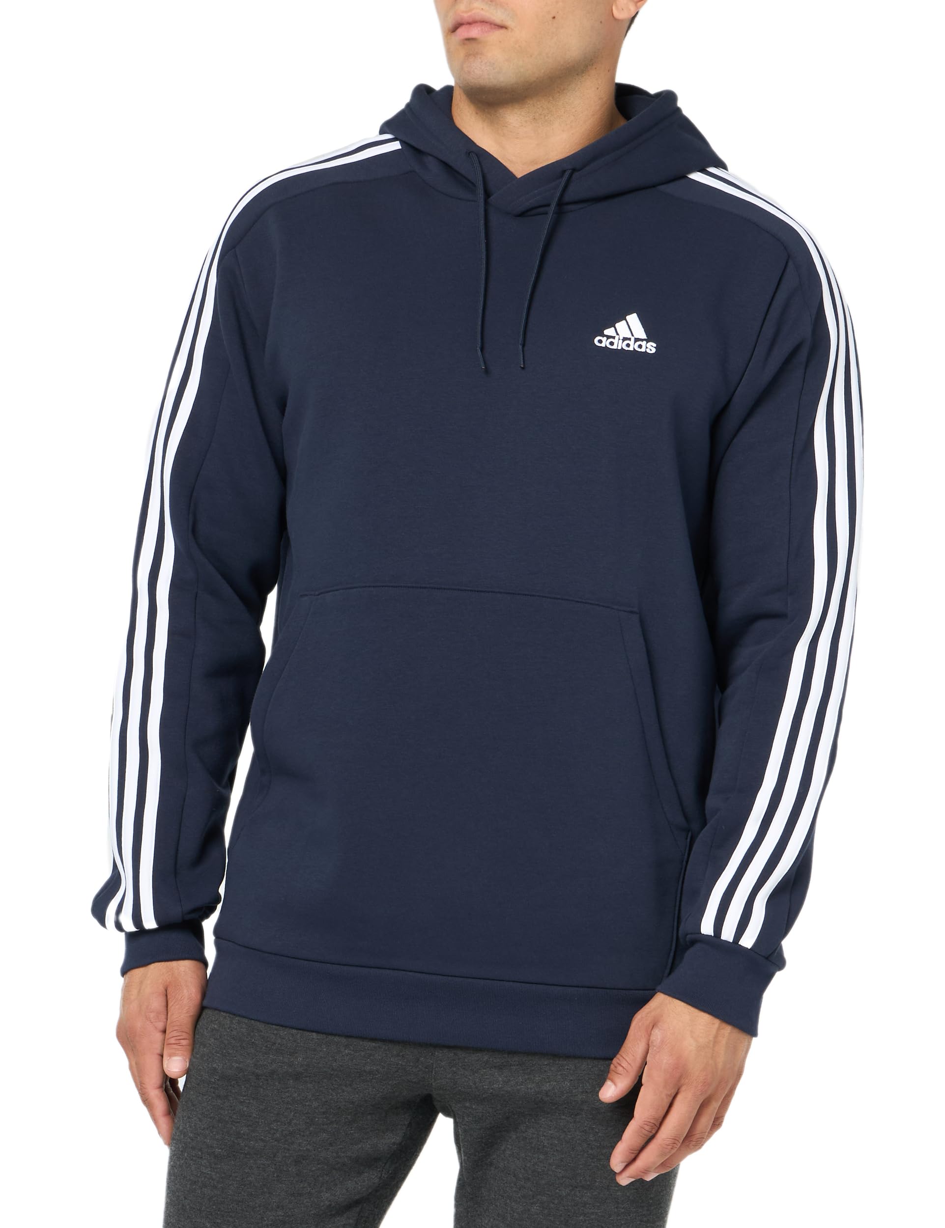 adidas Men's Essentials Fleece 3-Stripes Hoodie - Soft & Warm Pullover Sweatshirt for Casual Wear, Gym & Outdoor Activities