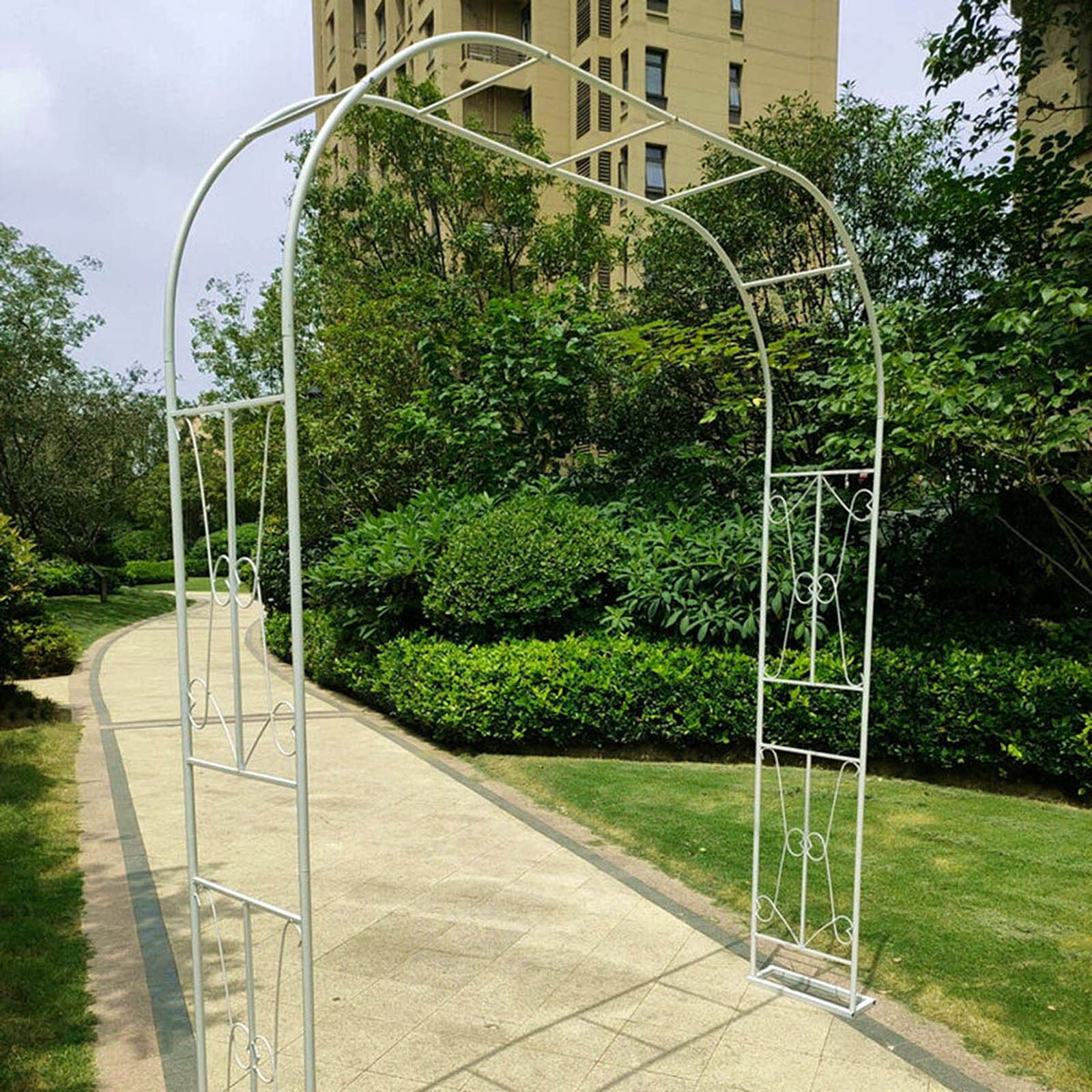 Sturdy Metal Garden Arch - 7.9ft Outdoor Wedding Arbor for Climbing Plants, Vines & Flowers | Heavy Duty Pergola with Decorative Lights | Easy Assembly Backyard Decor for Parties, Ceremonies & Vine Support
