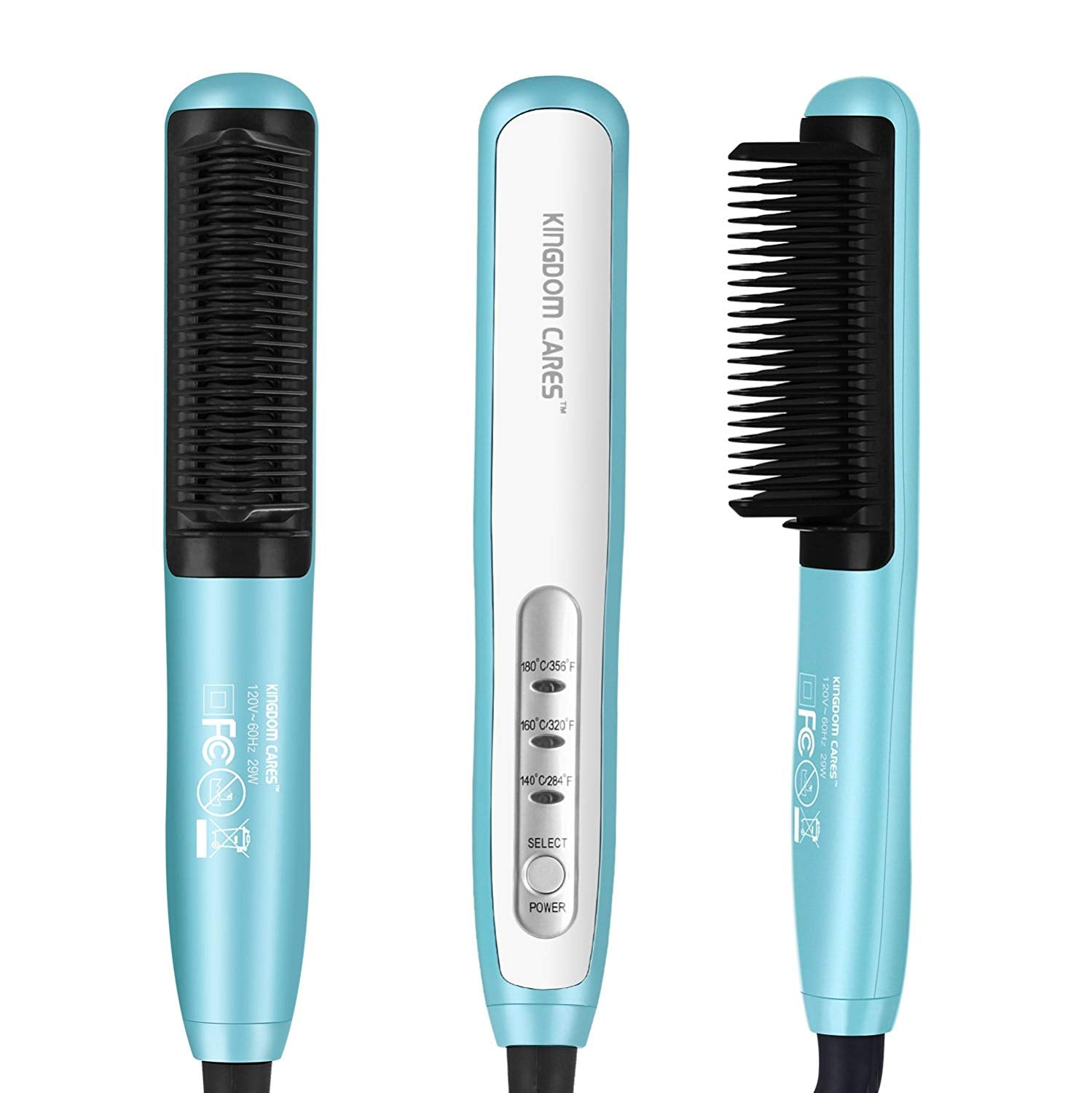KINGDOMCARES Hair Straightener Brush - 2-in-1 Flat Iron & Styling Brush for Smooth, Frizz-Free Hair - Perfect for Home, Travel & Salon Use