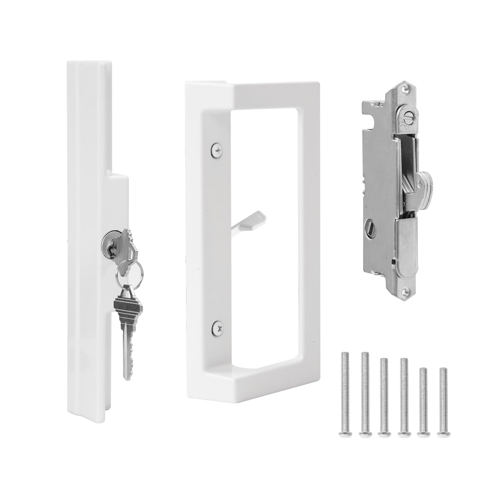Sliding Patio Door Handle Set with Key Cylinder & Mortise Lock - Fits 1-3/4