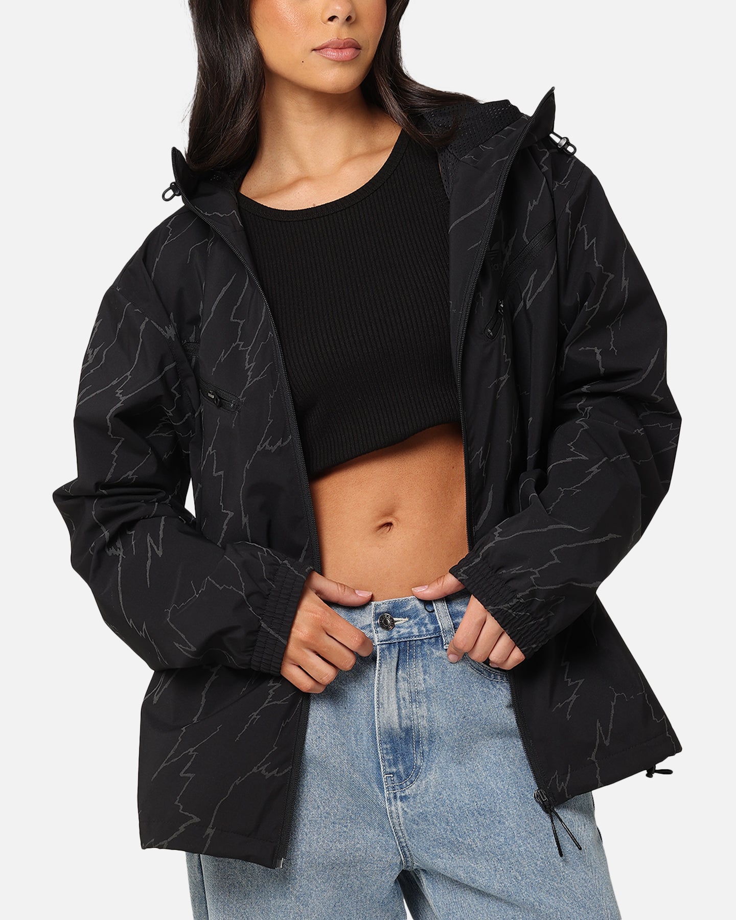 Adidas Lightning Windbreaker Jacket for Men & Women - Lightweight Water-Resistant Running Jacket - Black Windbreaker for Outdoor Sports, Jogging & Hiking