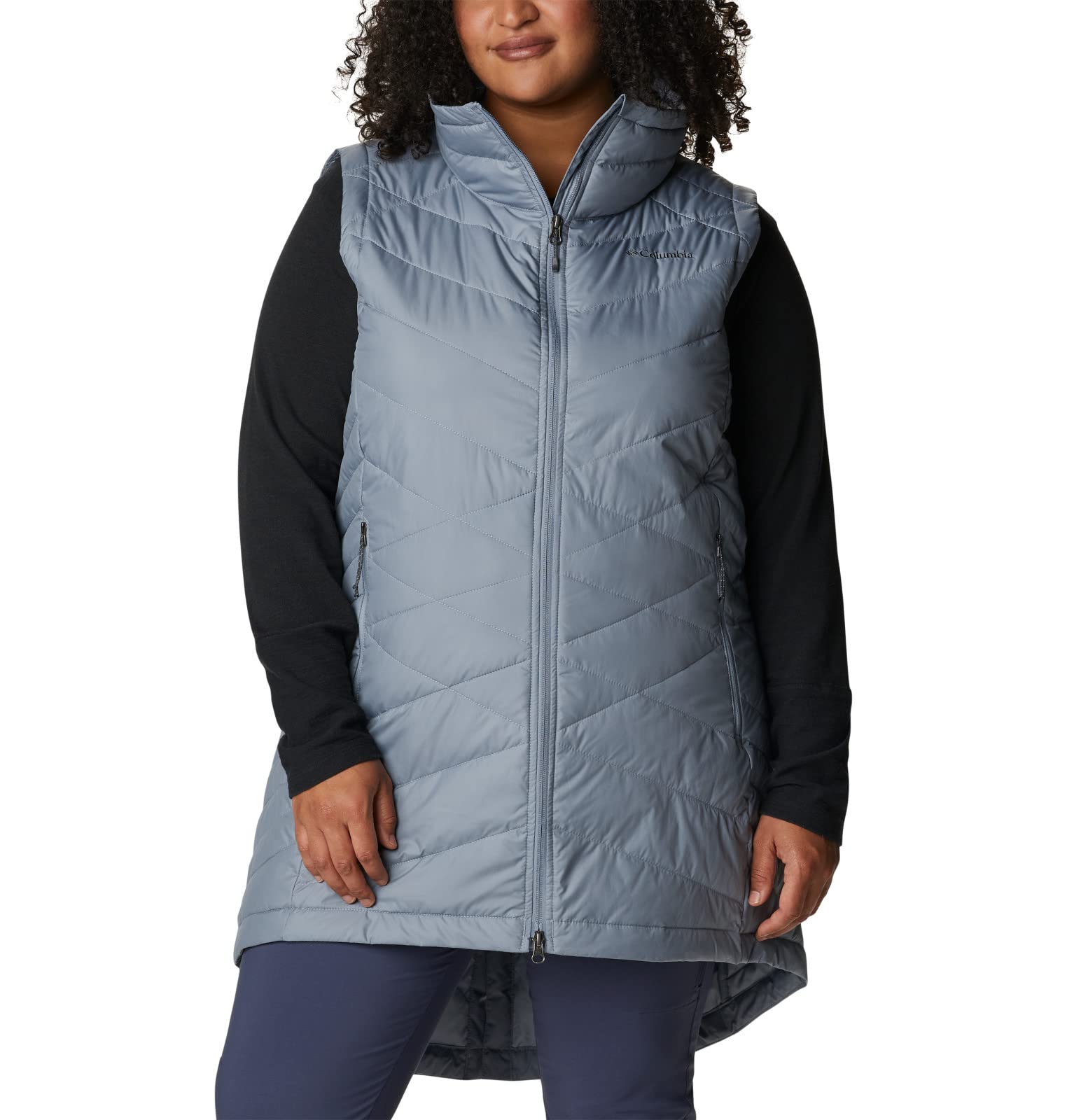 Columbia Women's Heavenly Long Vest - Lightweight Water-Resistant Down Puffer Vest for Outdoor Hiking, Running & Winter Layering