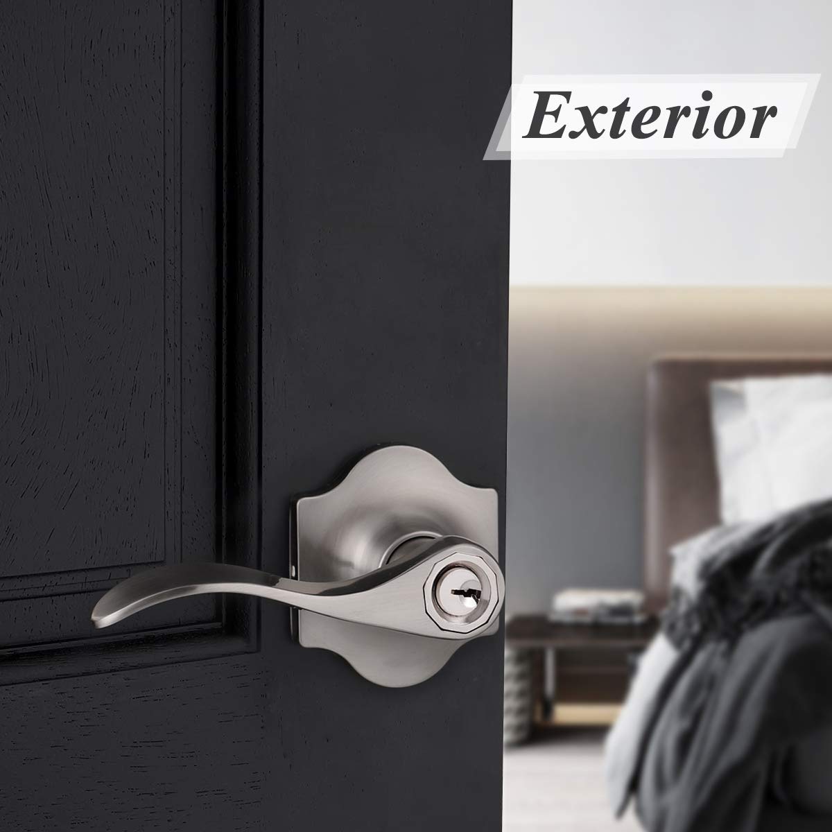 Probrico Keyed Door Lock Set - 2 Pack, Brushed Nickel for Home Security