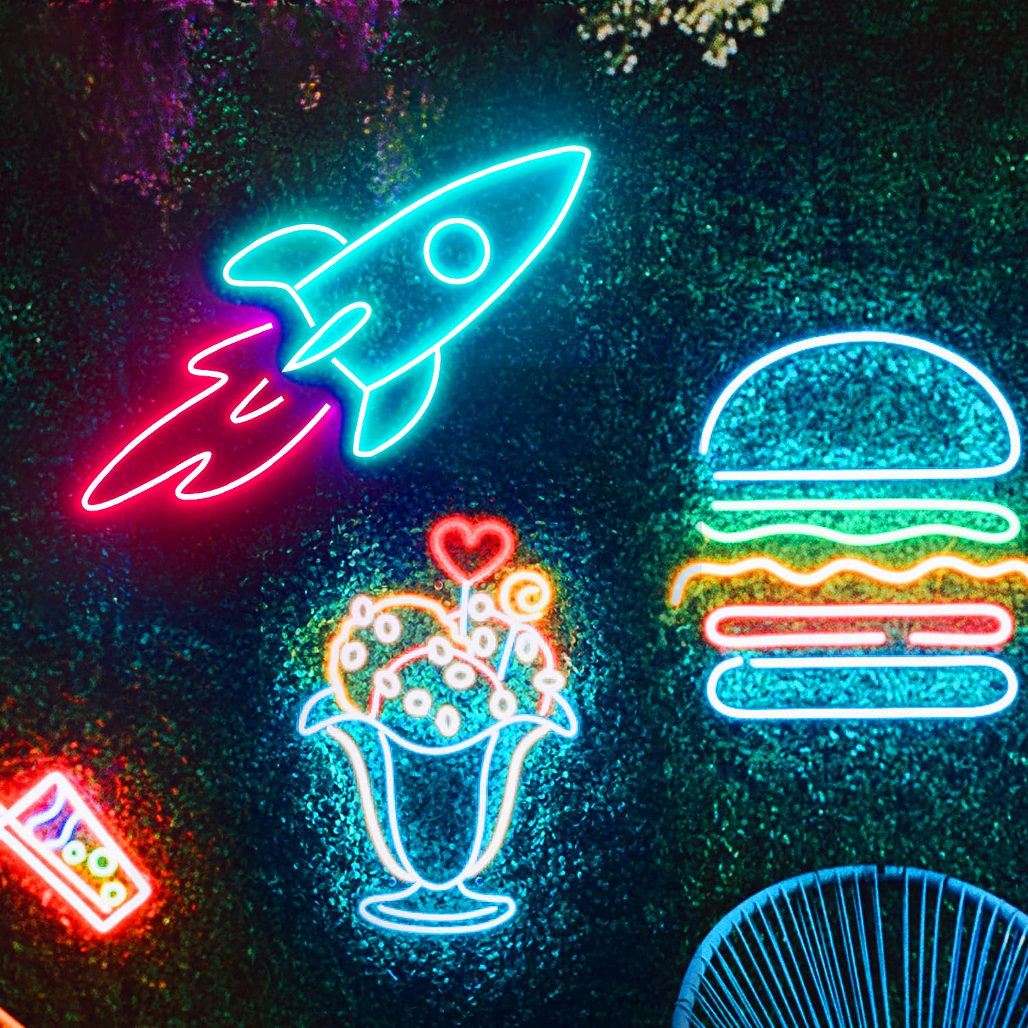 16.4Ft RGB LED Neon Rope Lights - Music Sync, IP65 Waterproof, Flexible Design with 44-Key Remote & APP Control - Outdoor/Indoor Neon Strip Lights for Bedroom Wall Decor, DIY Home Lighting, Party & Bar Ambiance
