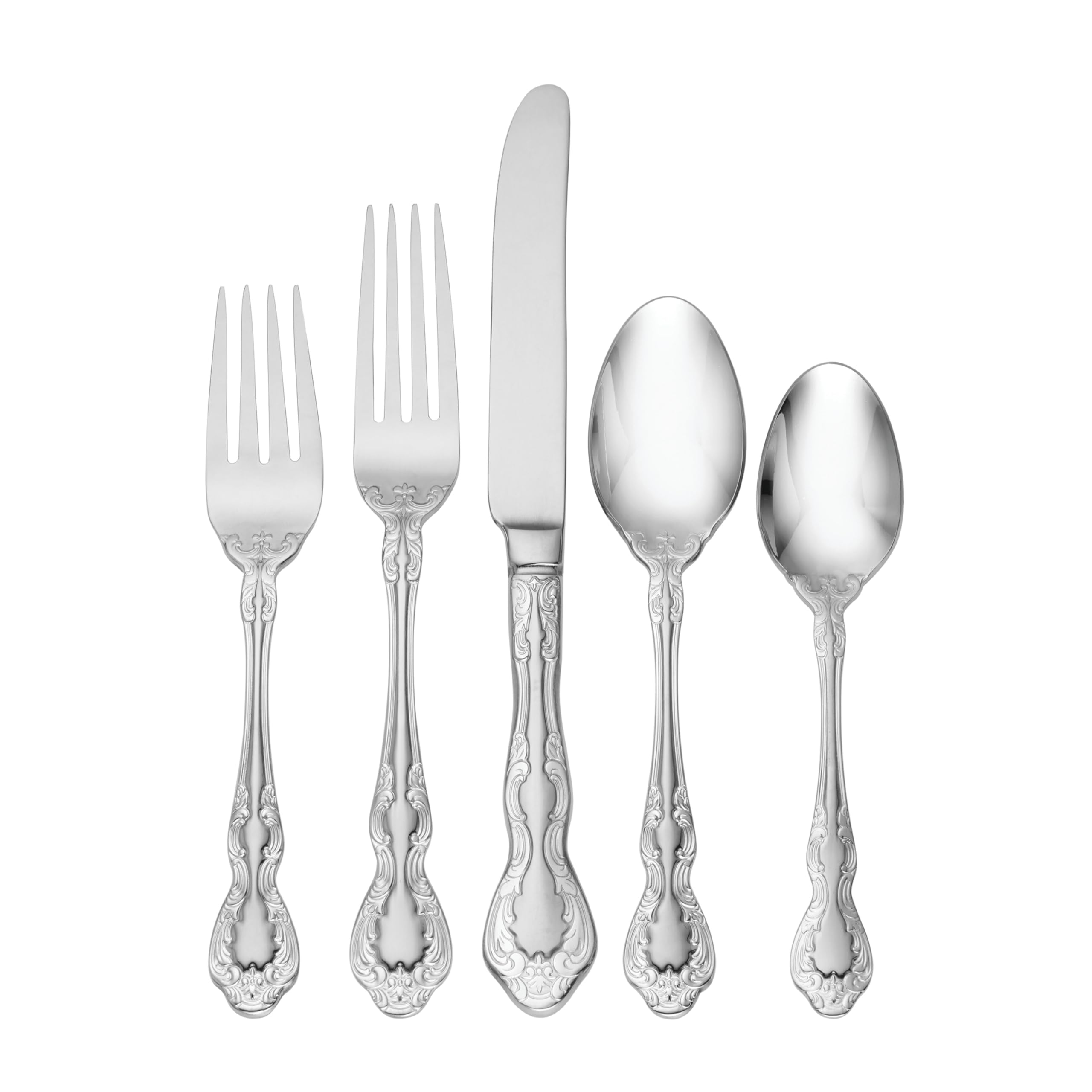 Oneida Mandolina 65-Piece Flatware Set - Stainless Steel Silverware for 12 People | Elegant Dining Set for Dinner Parties, Weddings & Formal Occasions