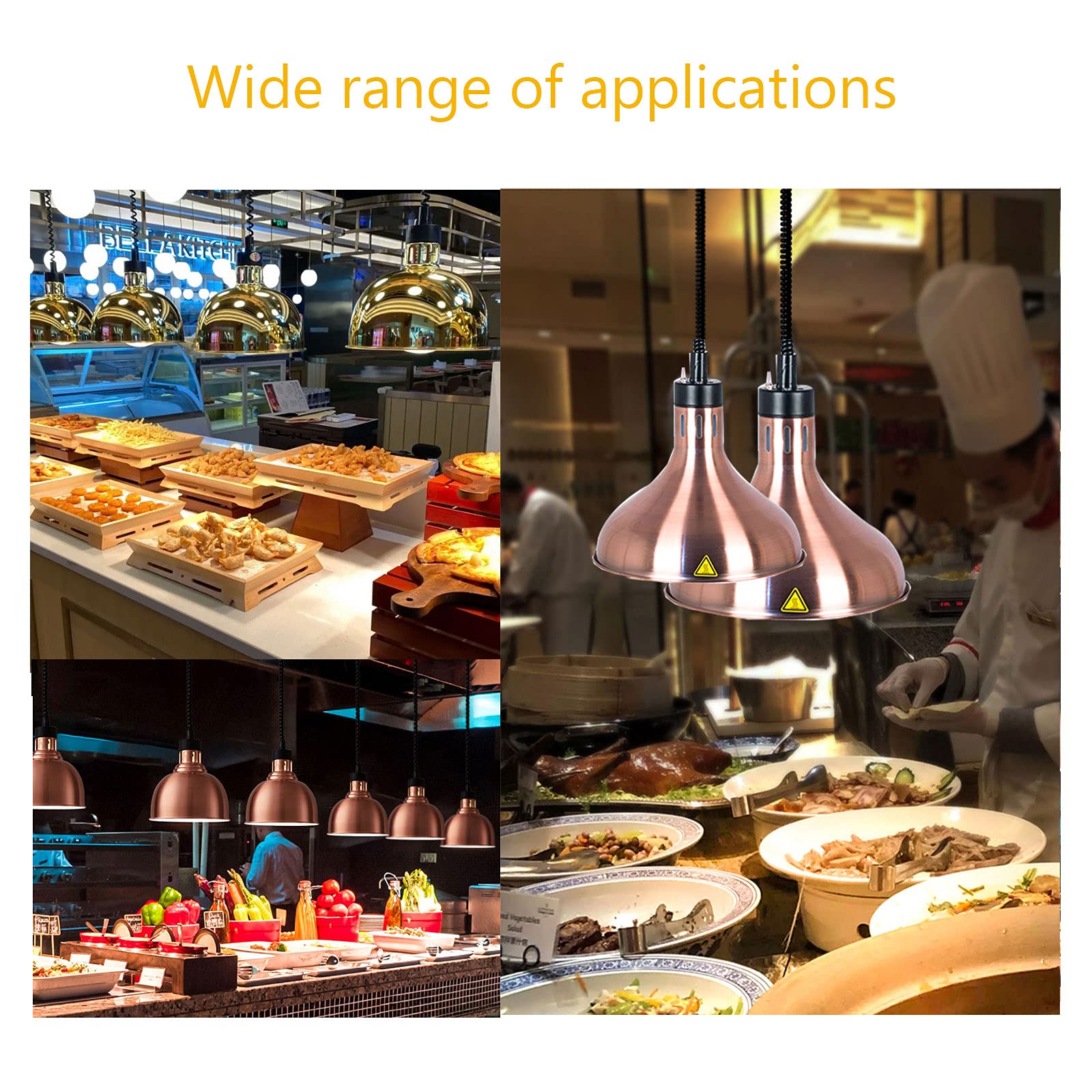 Commercial Food Warmer & Catering Heat Lamp - 60-180cm Retractable Buffet Heating Light for Steak, Pizza, BBQ - 250W Food Heat Chandelier for Restaurants, Home Kitchens & Cafeterias - Perfect for Buffets, Catering Events & Food Warm Keeping