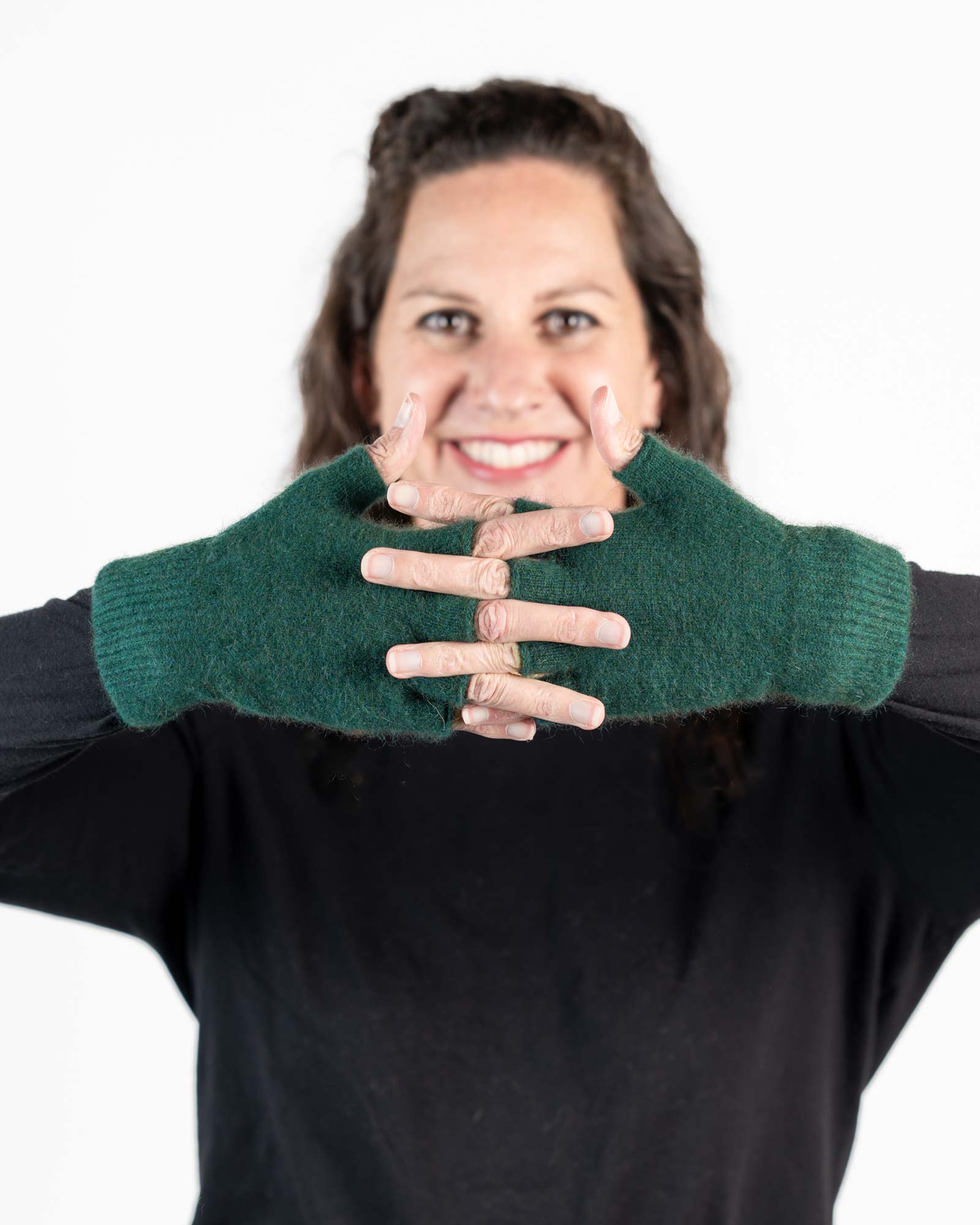 Unisex Fingerless Gloves - Jade Green Possum Merino Wool Blend for Men & Women (NX103) | Perfect for Yoga, Running & Outdoor Activities in Cold Weather