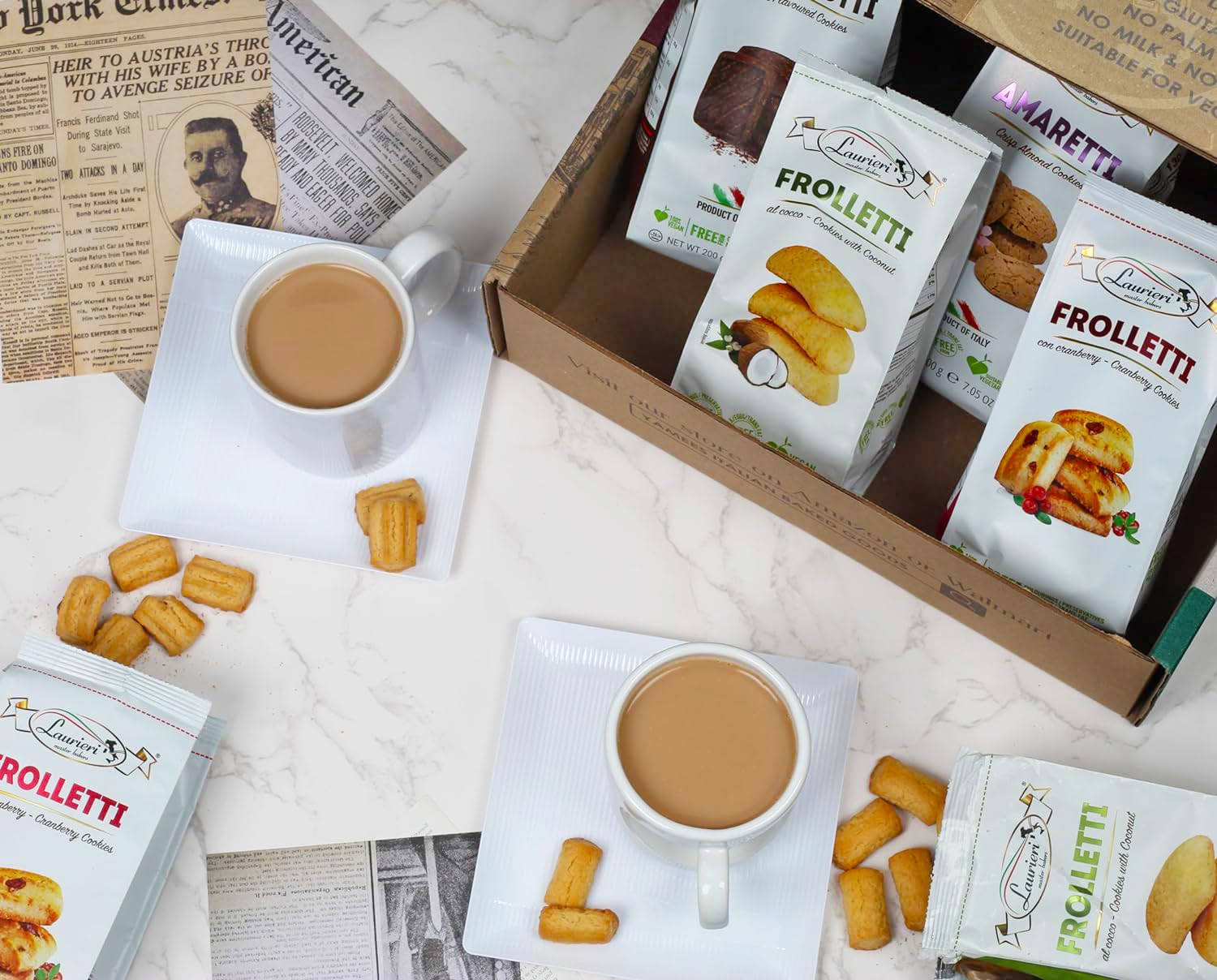Italian Cookie Gift Basket - 4 Pack Assorted Flavors for Gifting & Snacking