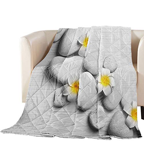 Libaoge Quilted Bedspread - Oversized Queen Size, Soft Cotton Filled Comforter in Grey Zen Stone with Yellow Floral Design, Premium Coverlet for Bed, Couch or Sofa - Perfect for Cozy Bedrooms, Guest Rooms & Living Room Decor