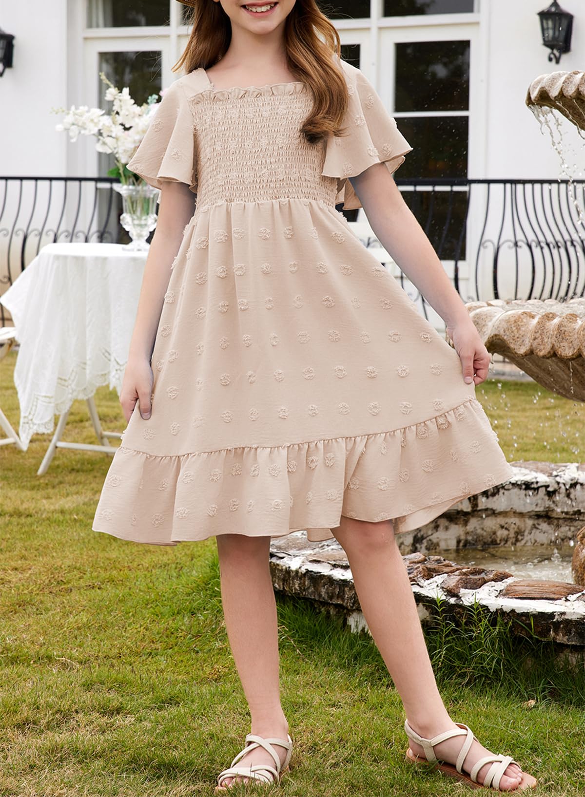 Blibean Girls Summer Chiffon Dresses 2025 - Floral Print Casual Sundresses for Kids Age 6-15 Years | Perfect for Beach Vacations, Birthday Parties & Family Outings