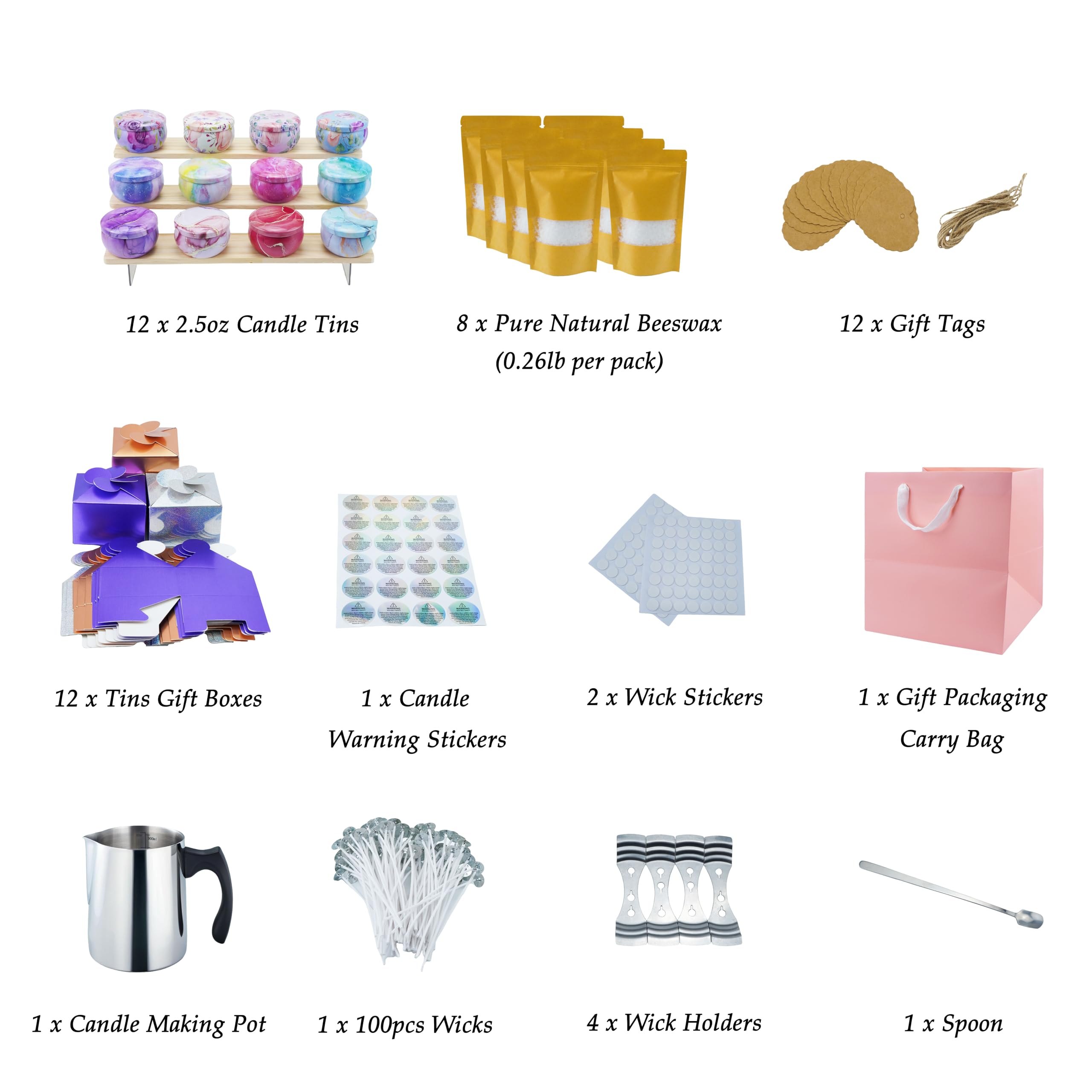 DIY Beeswax Candle Making Kit for Adults & Beginners - Complete Home Decoration Candle Craft Set with Pink Wax, Wicks & Tools - Perfect for Gifts, Relaxation & Aromatherapy
