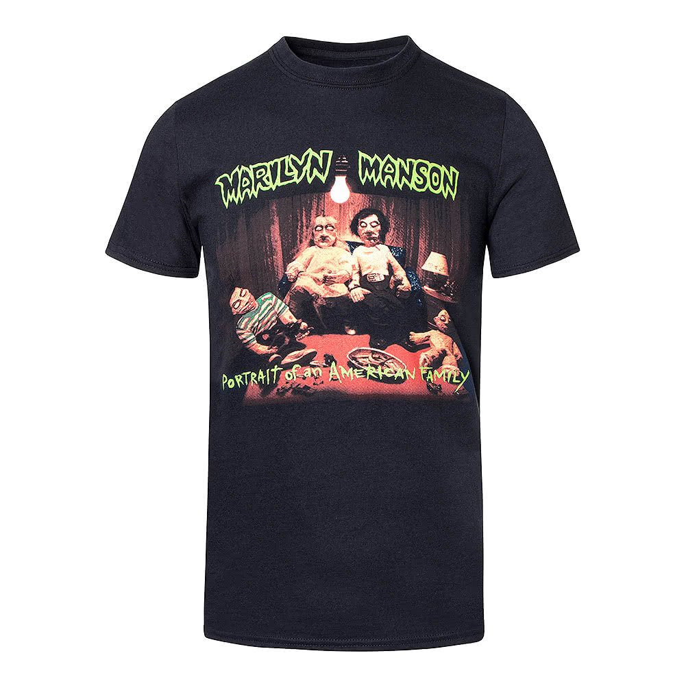 **Marilyn Manson Portrait of an American Family Men's T-Shirt - Large Black | Official Ripleys Clothing | Rock Band Merch for Concerts & Casual Wear**