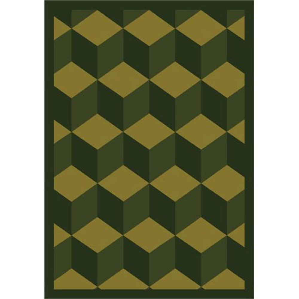 Joy Carpets Kaleidoscope Highrise Whimsical Area Rug - Soft Non-Slip Olive Green Kids Playroom Rug for Nursery, Bedroom & Living Room Decor