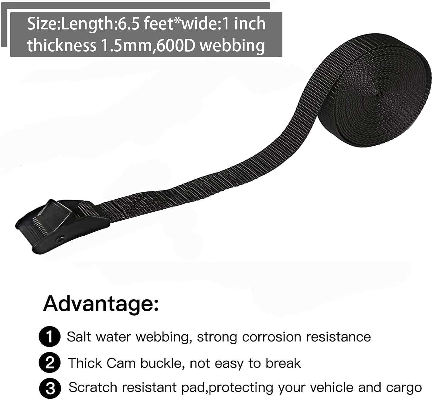 Premium Heavy Duty Ratchet Tie Down Straps 4-Pack - Adjustable Lashing Straps with Cam Buckle for Cargo, Luggage & Truck Securing - Ideal for Moving, Transport & Outdoor Adventures