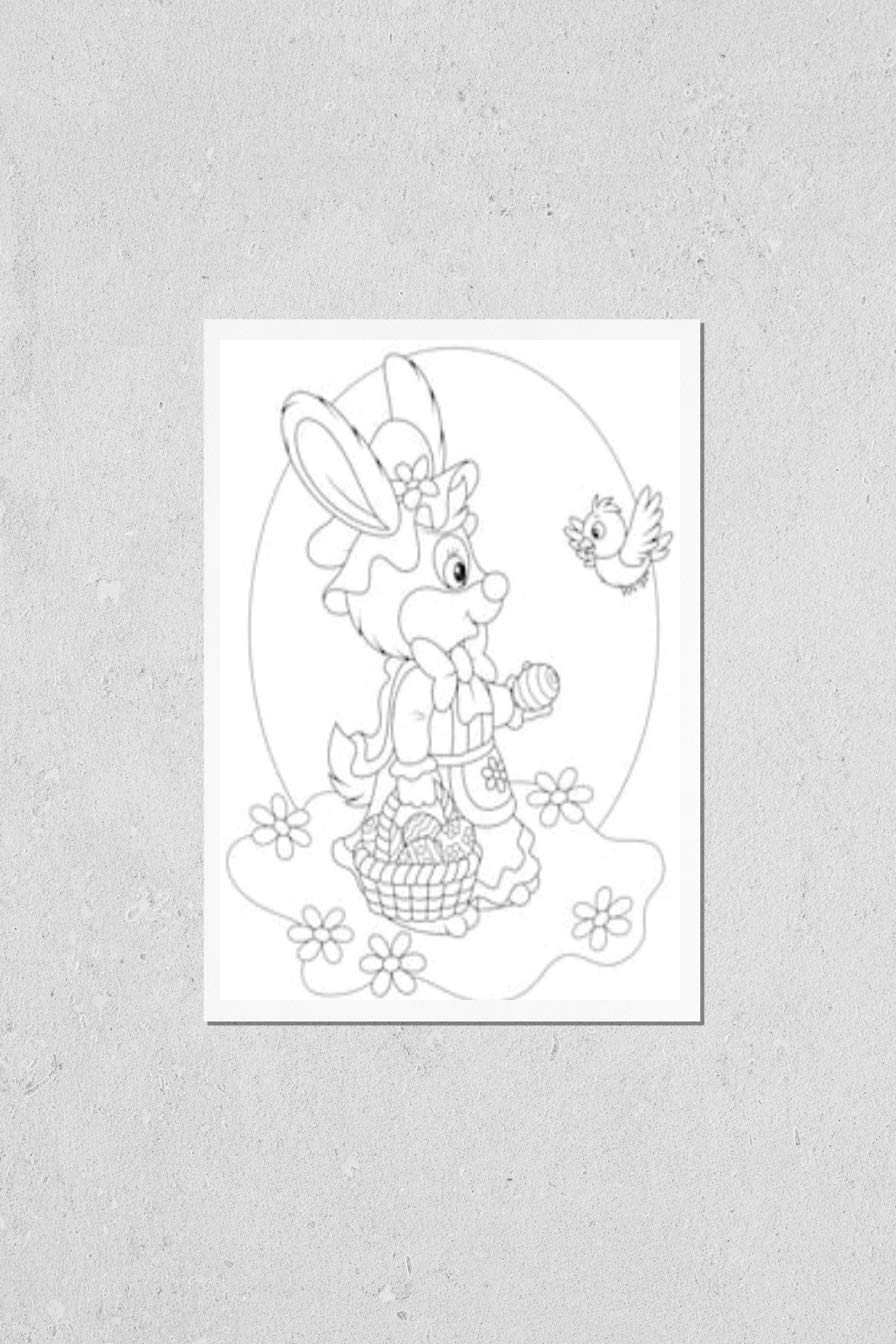 Vintage Easter Bunny with Basket of Decorated Eggs Poster - High Quality Reproduction Art Print for Home Decor, Easter Party & Spring Celebrations