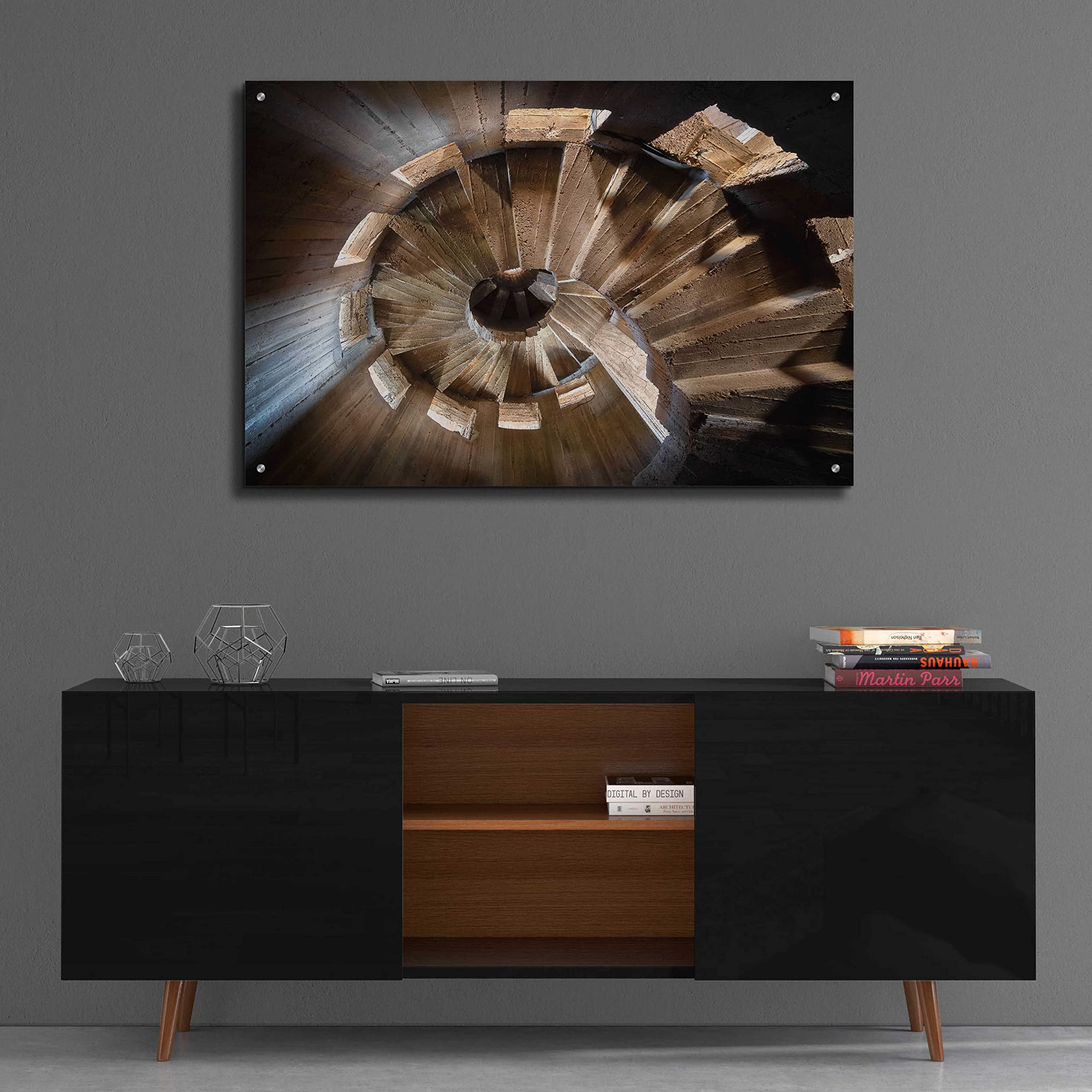 Roman Robroek 'Shadow in The Staircase' Acrylic Glass Wall Art - 36x24 Inches Modern Abstract Painting for Living Room, Bedroom & Office Decor