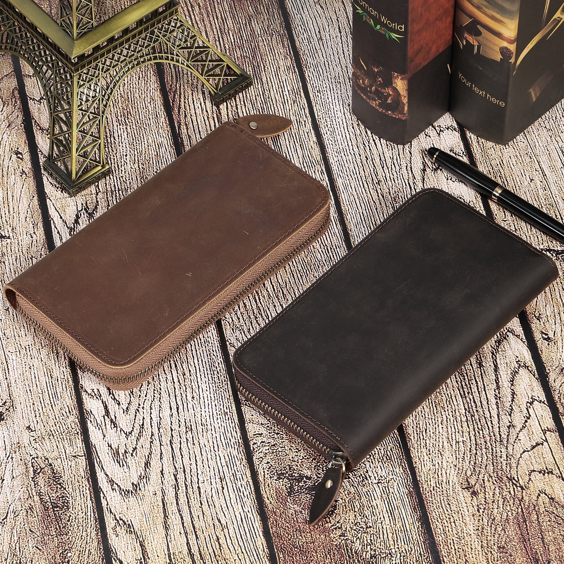 RFID Blocking Men's Long Wallet - Slim Leather Bifold Wallet with Multiple Card Slots - Perfect for Travel, Business & Everyday Use