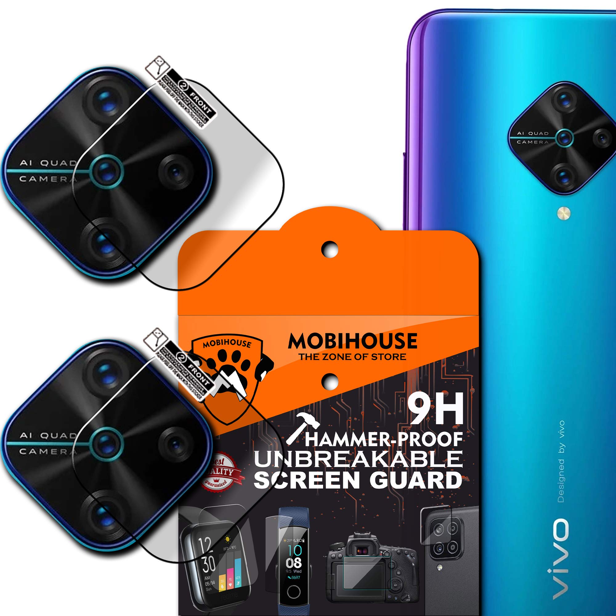Vivo S1 Pro Camera Lens Protector - 2 Pack, Anti-Scratch HD Clear Screen Protector for Vivo S1 Pro - Perfect for Outdoor Activities, Travel & Daily Protection