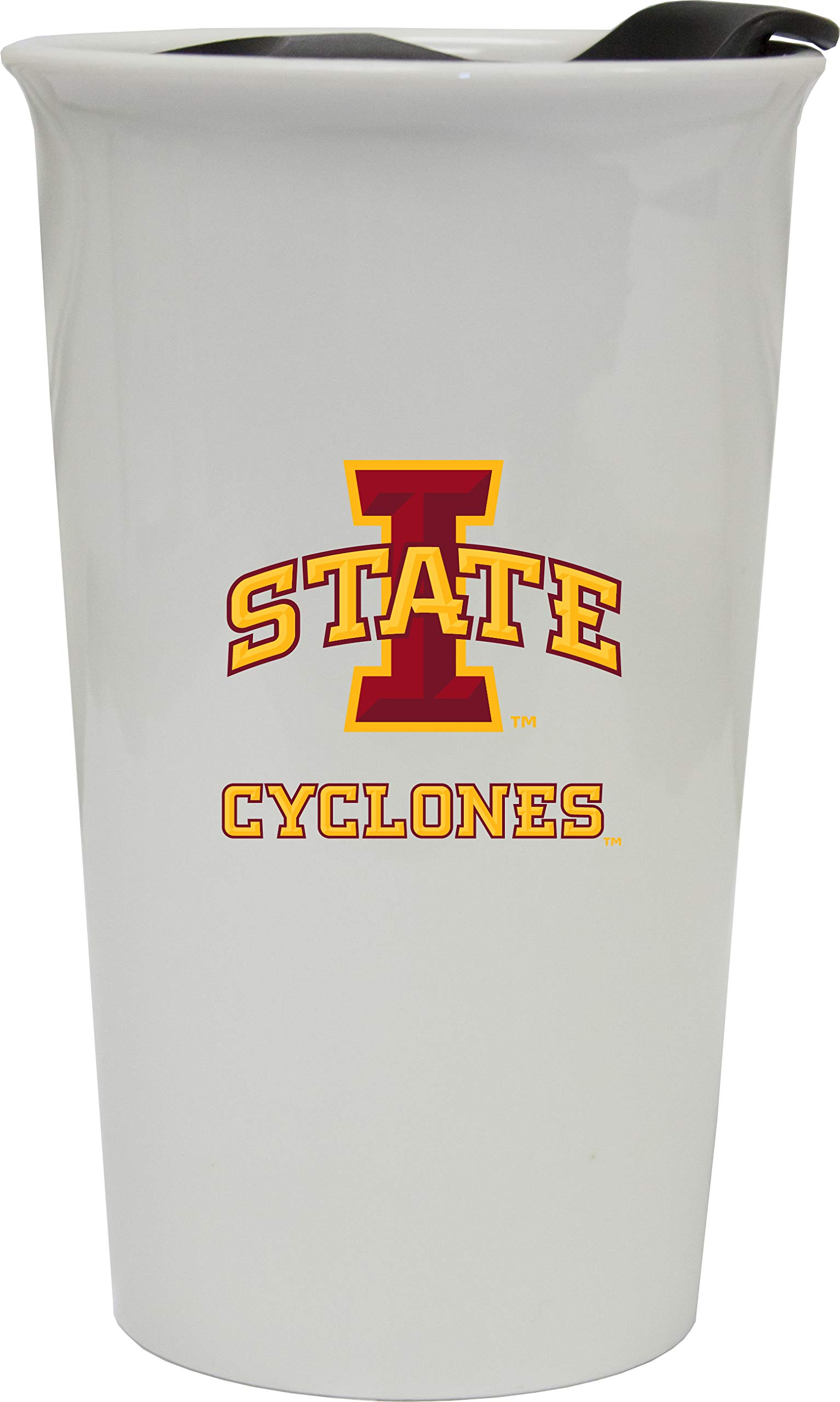 Iowa State Double Walled Ceramic Tumbler - Insulated Coffee Mug with Lid & Handle - Perfect for Hot/Cold Drinks at Home, Office or Travel