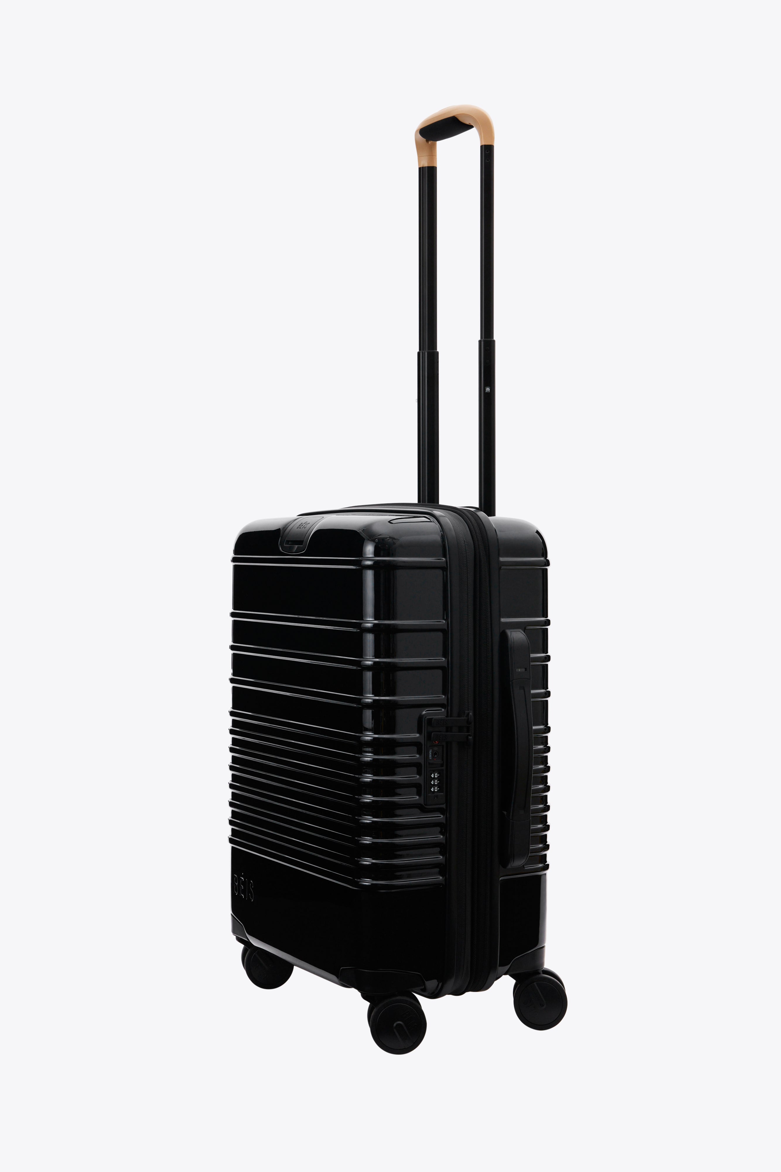 Glossy Black Carry On Roller Luggage - Perfect for Air Travel & Weekend Getaways