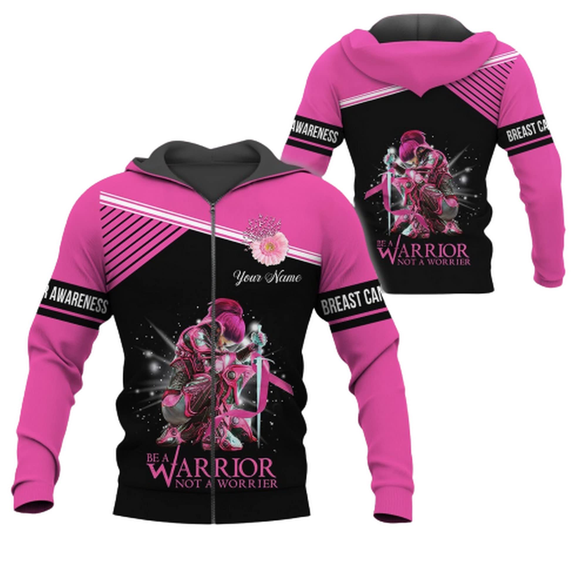 3D Printed Breast Cancer Awareness Hoodie - Personalized Unisex Pullover Sweatshirt with Front Pocket | Christmas & Birthday Gift for Men & Women | Comfortable for Fundraising Events, Daily Wear & Supportive Apparel