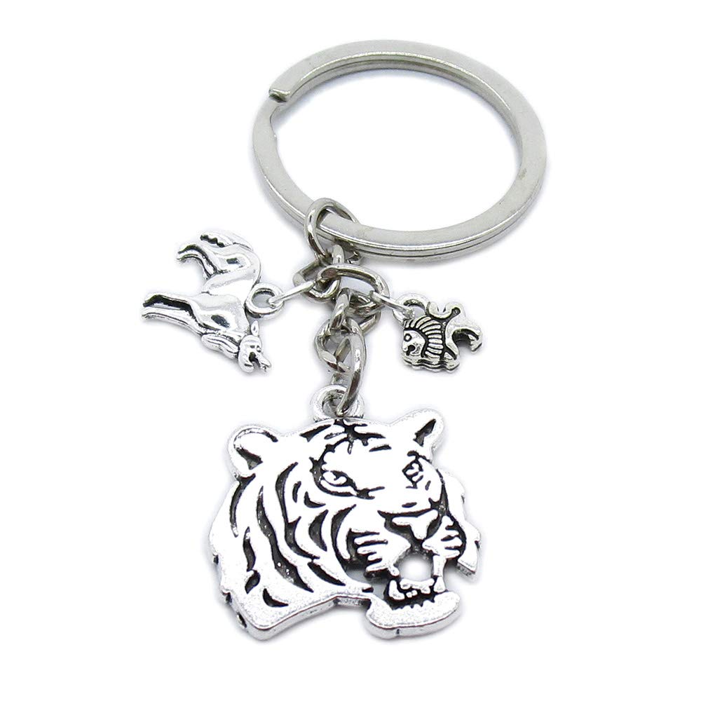 100PCS Bulk Keychain Rings - Durable Metal Key Rings for Jewelry Making, DIY Crafts, Keychains - Lion, Tiger, Wolf & Leo Designs - Perfect for Gifts, Party Favors, Business Promotions