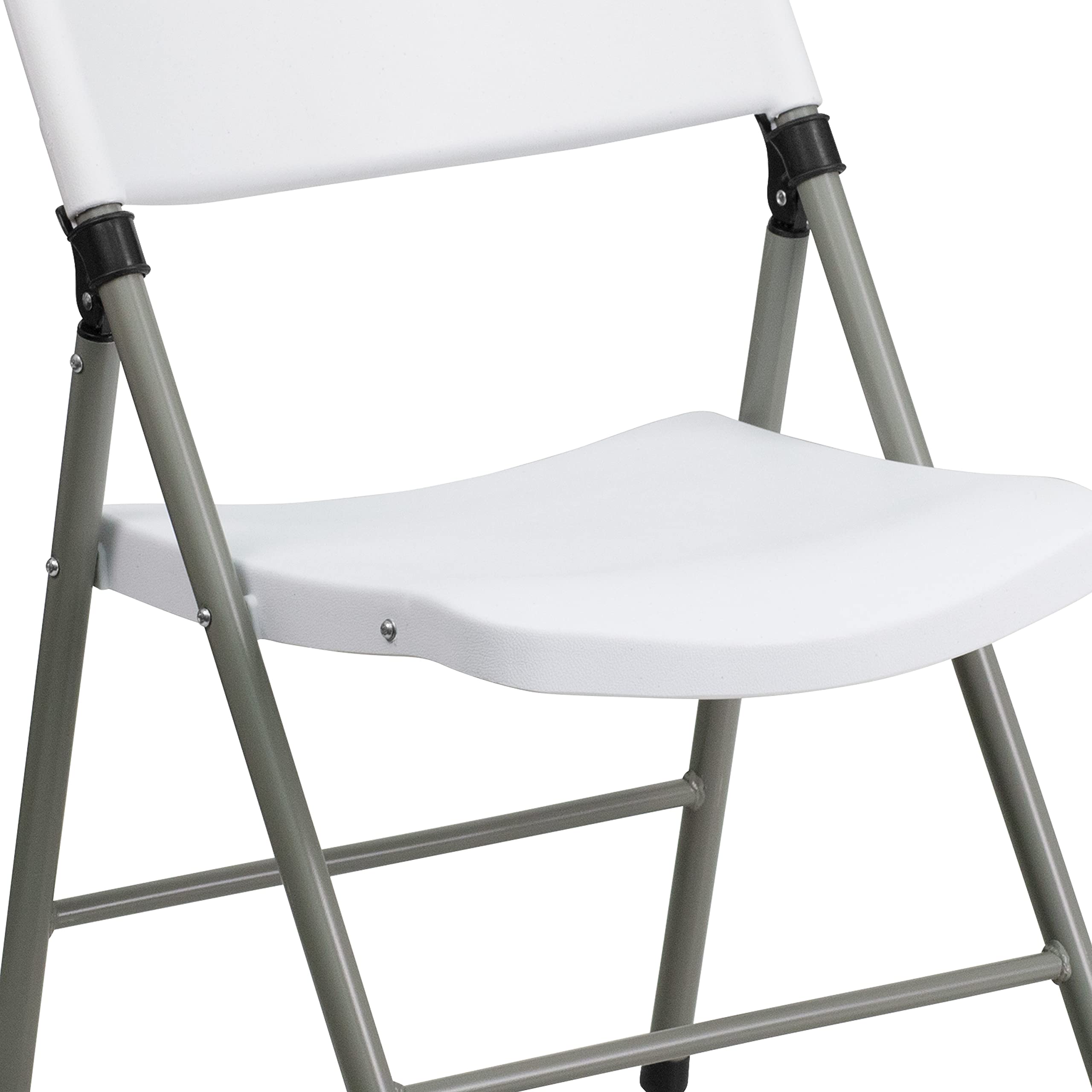 EMMA + OLIVER 2 Pack Commercial White Plastic Folding Chairs - Heavy Duty Stackable Event & Party Chairs for Weddings, Banquets, and Outdoor Gatherings