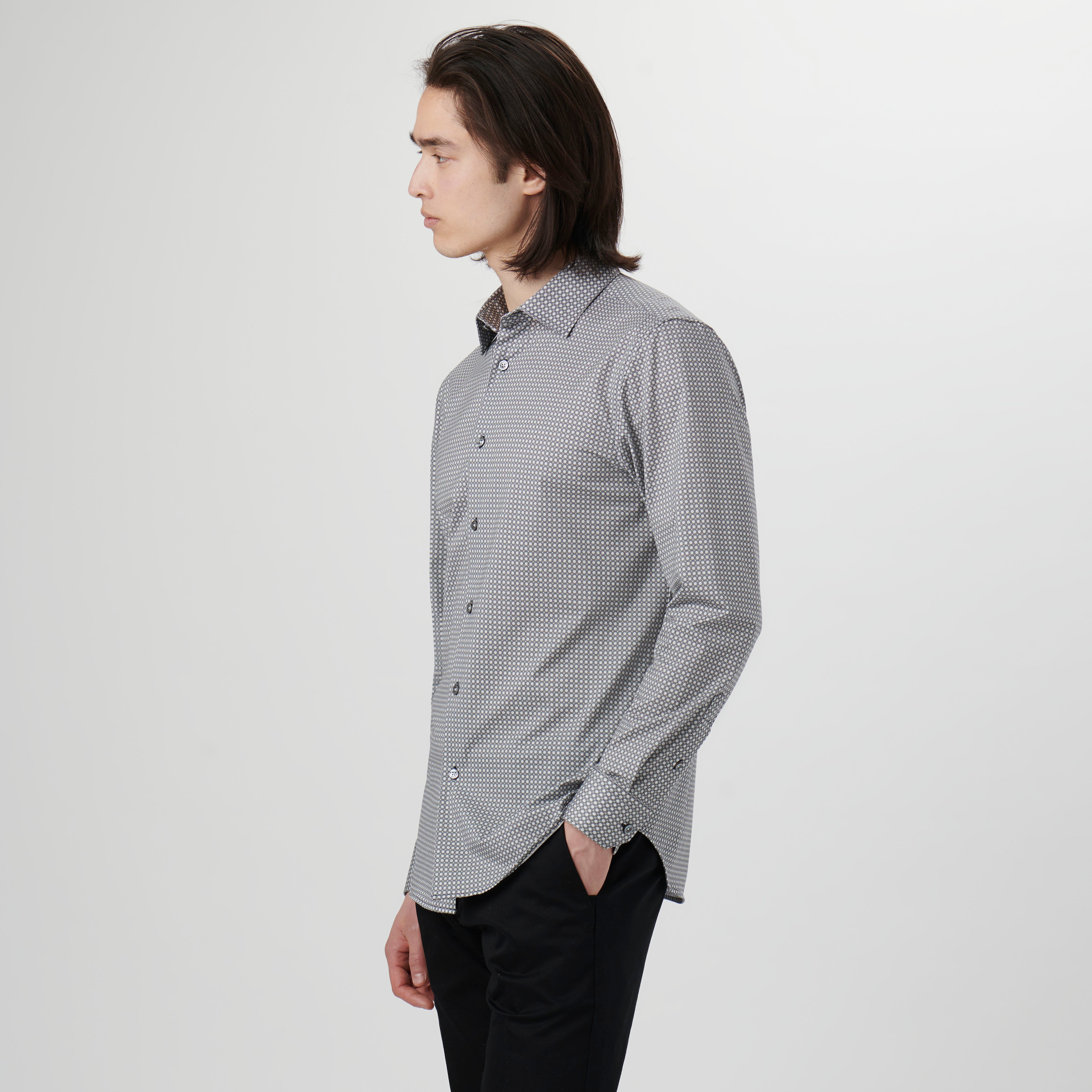 James Geometric Print Cotton Shirt for Men - Stylish Casual Button Down Shirt for Office, Date Night & Summer Outfits