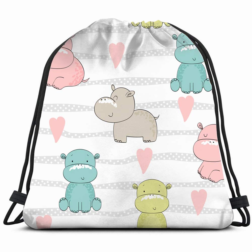 Handmade Cute Animal Wildlife Abstract Drawstring Backpack - Large Sports Gym Bag with Zipper & Water Bottle Pockets for Women, Men, Kids | Perfect for School, Travel, Hiking & Workout