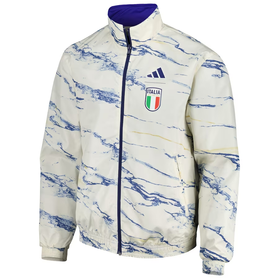 Adidas Italy Anthem Reversible Jacket 2023 - Lightweight Windbreaker for Men & Women - Perfect for Soccer Games, Outdoor Sports & Casual Wear