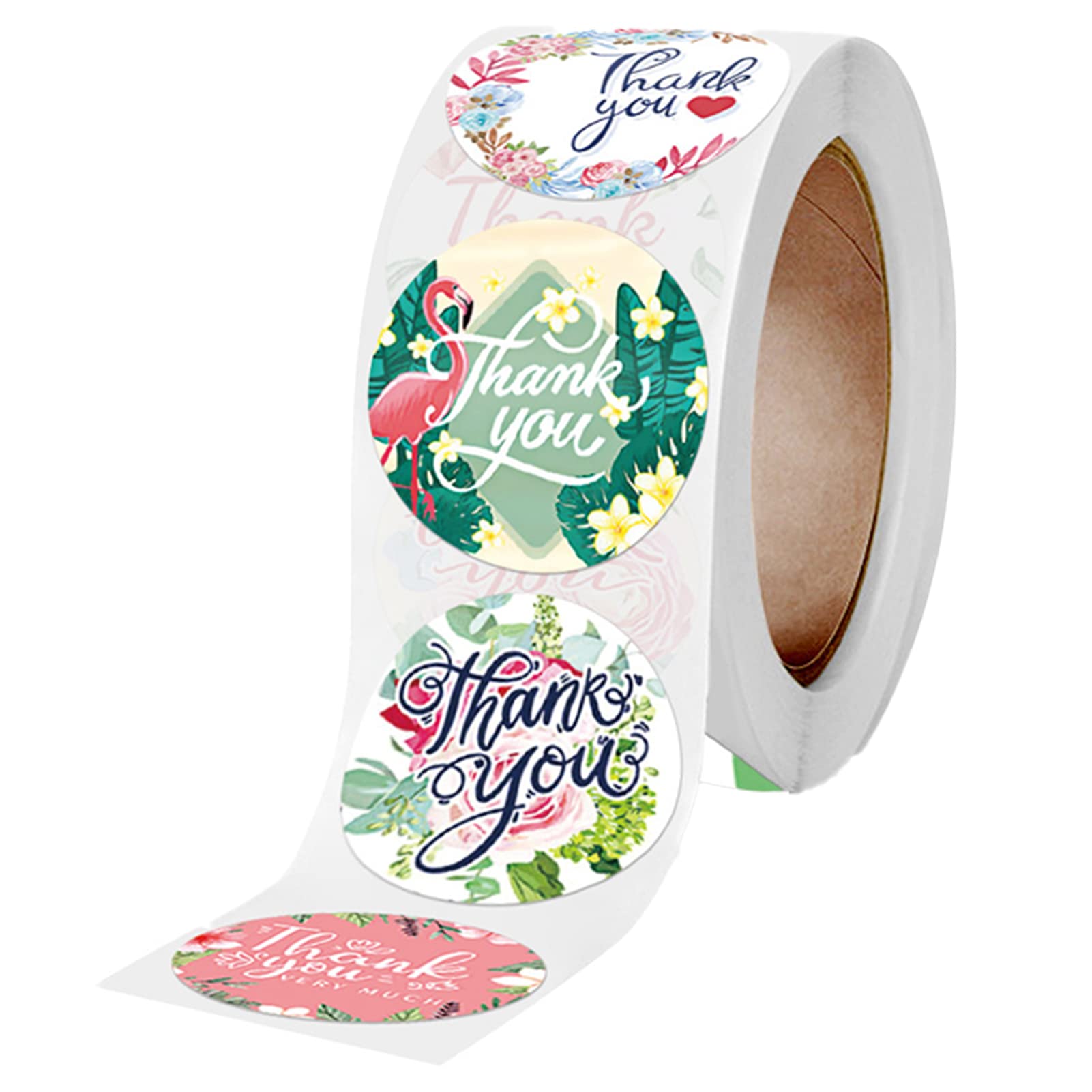 500 Counts Round Thank You Stickers with Leaf Design - Plant-Themed Gift Sealing Labels for Envelopes, Present Boxes & Packaging | Perfect for Wedding Favors, Party Decorations & DIY Craft Projects