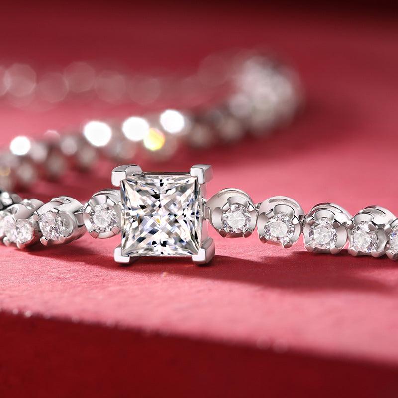 S925 Sterling Silver Moissanite Rubik's Cube Bracelet - Elegant Cubic Zirconia Jewelry for Women, Perfect Gift for Birthday, Anniversary & Special Occasions