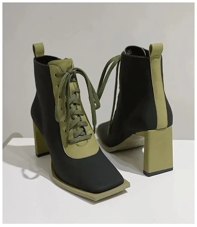 Stylish Block Heel Lace Up Ankle Boots for Women - Comfortable & Fashionable Footwear for Office, Party & Everyday Wear