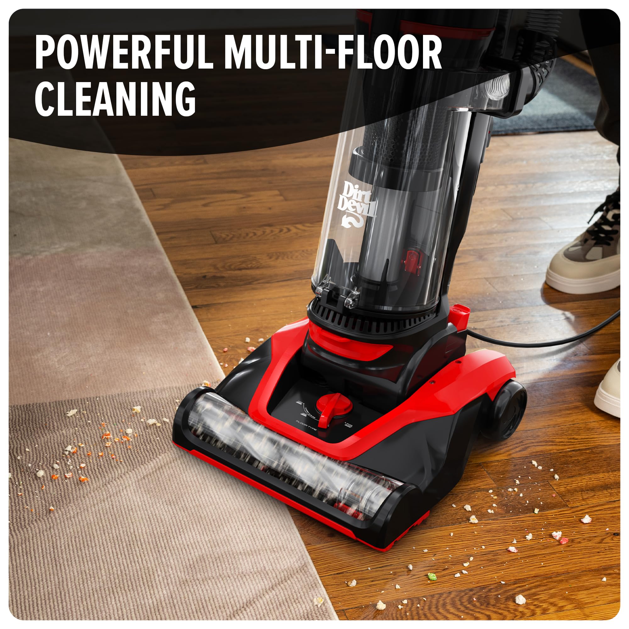 **Dirt Devil Multi-Surface Extended Reach+ Upright Bagless Vacuum Cleaner for Carpet & Hard Floors - Powerful, Lightweight, Corded Home Vacuum - Ideal for Pet Hair, Stairs & Tight Spaces**