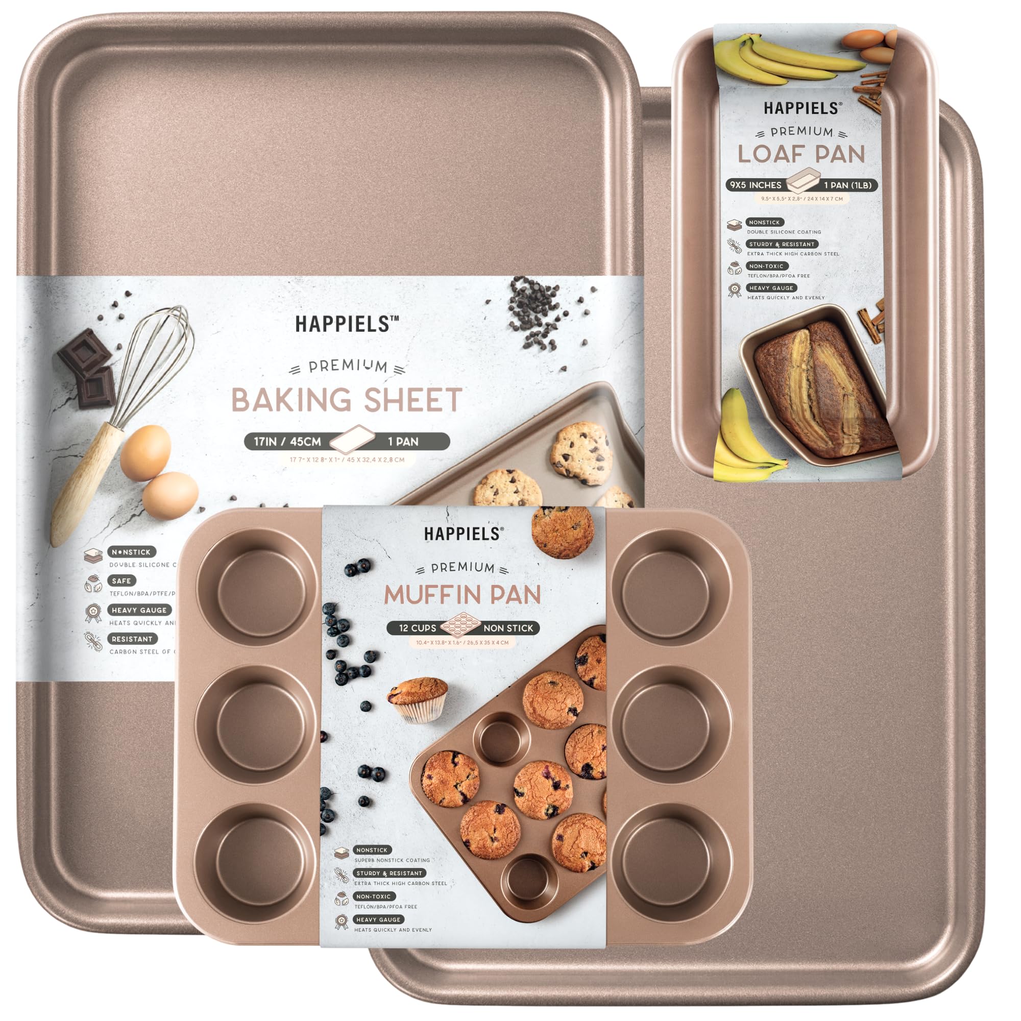 Premium PFOA-Free Nonstick Baking Pans Set - 4-Piece Bundle (2 Half Sheet Pans 13x18